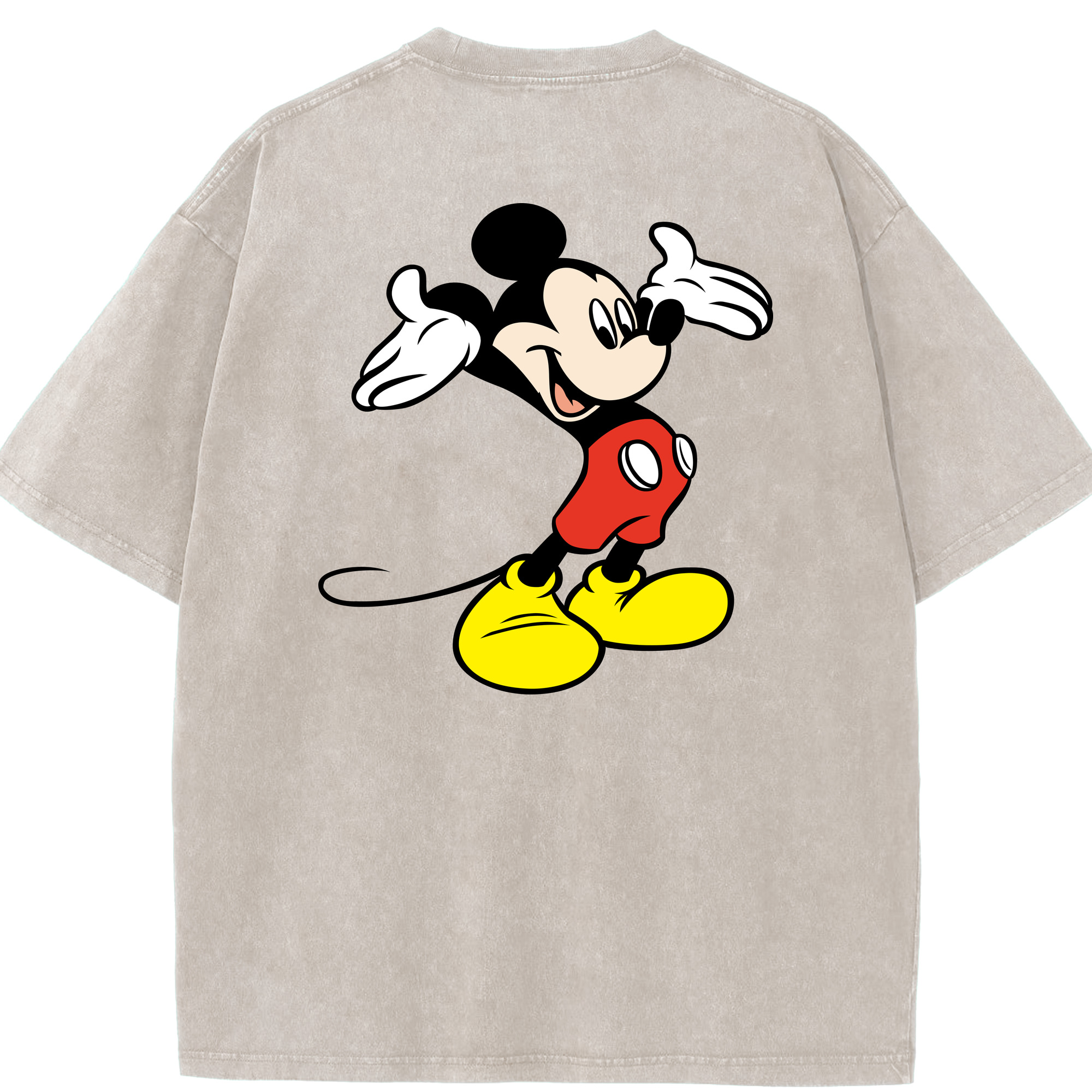 （画像用） ミッキーマウス Mickey Mouse 綿100% ヴィンテージ風 半袖Tシャツ（背面プリント）