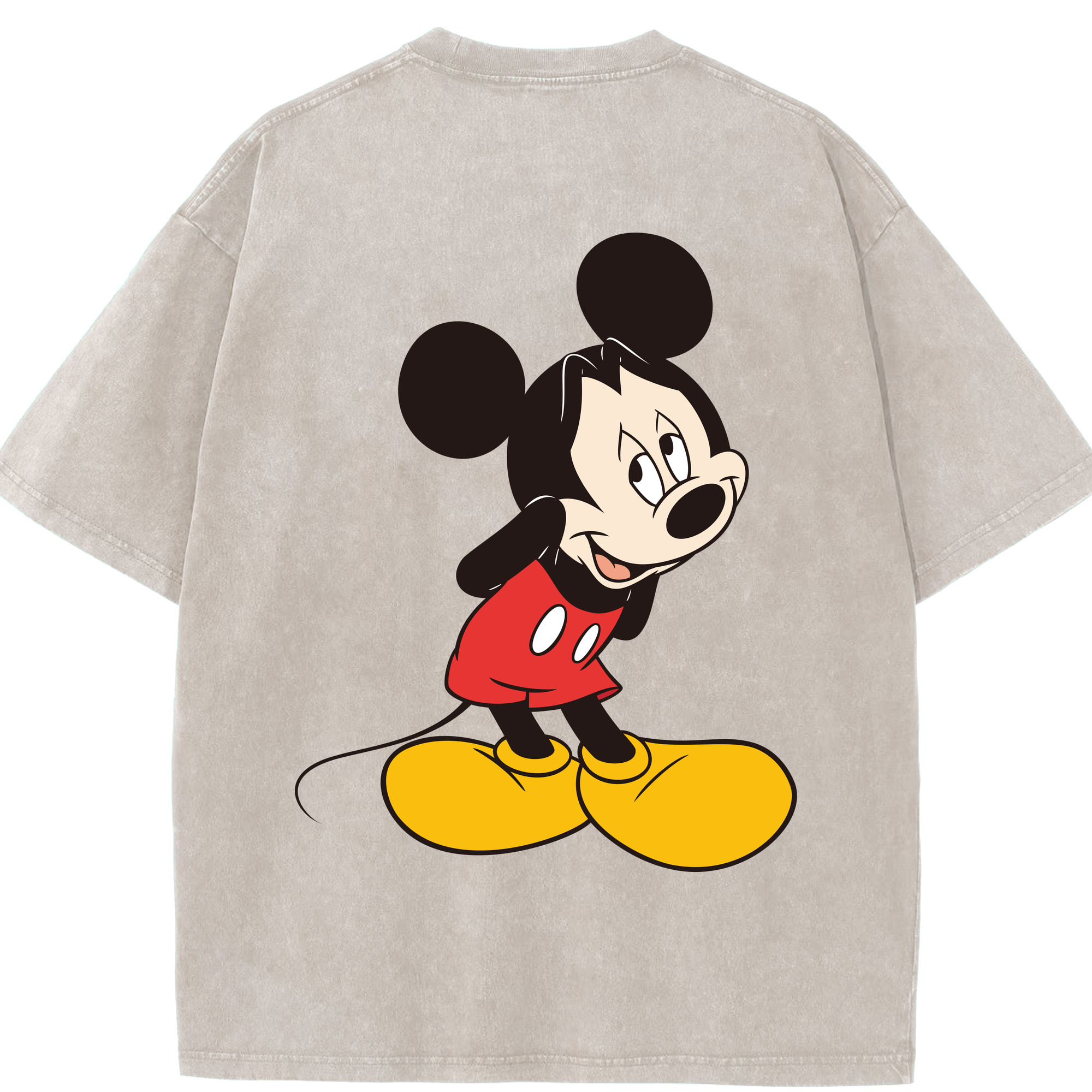 （画像用） ミッキーマウス Mickey Mouse 綿100% ヴィンテージ風 半袖Tシャツ（背面プリント）