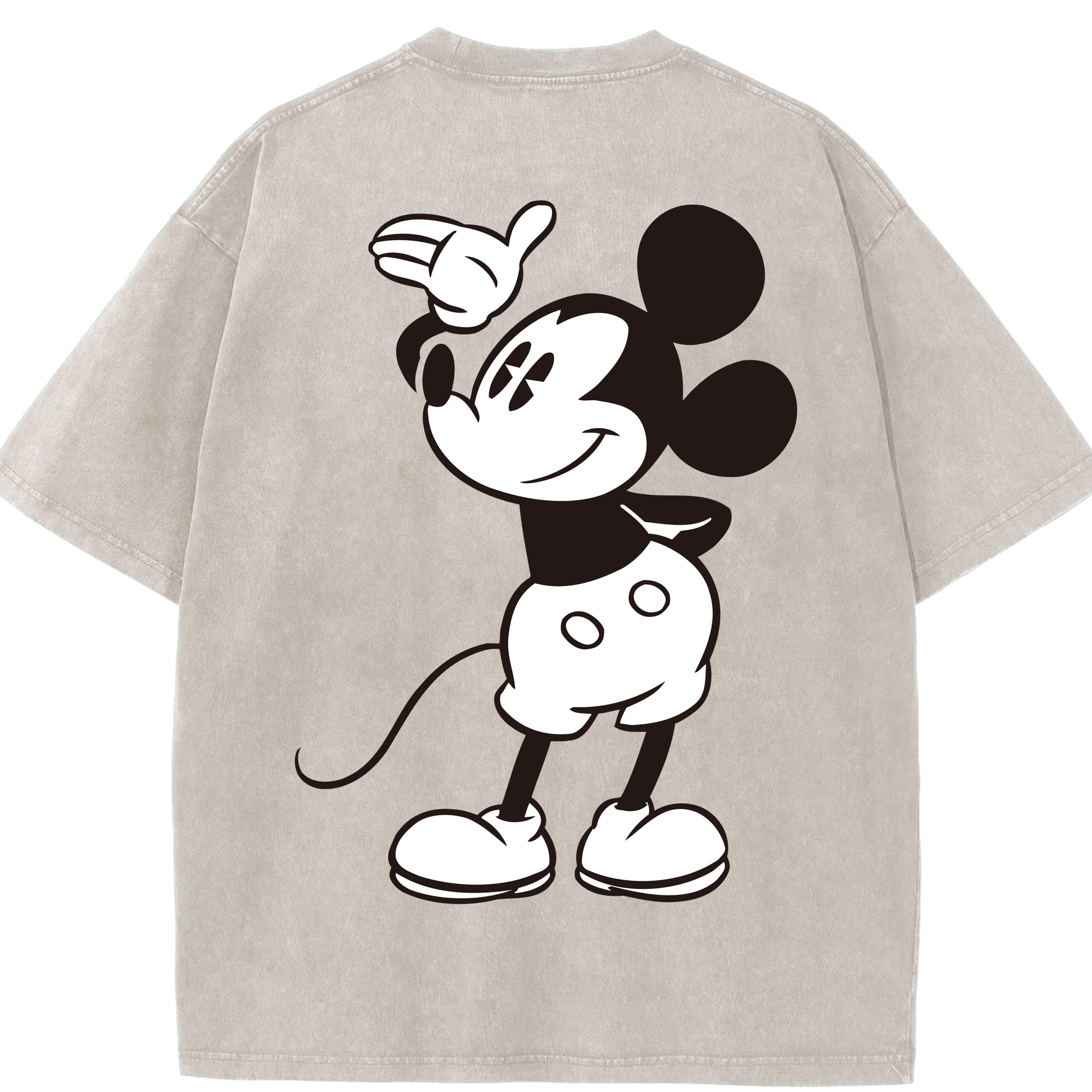 （画像用） ミッキーマウス Mickey Mouse 綿100% ヴィンテージ風 半袖Tシャツ（背面プリント）