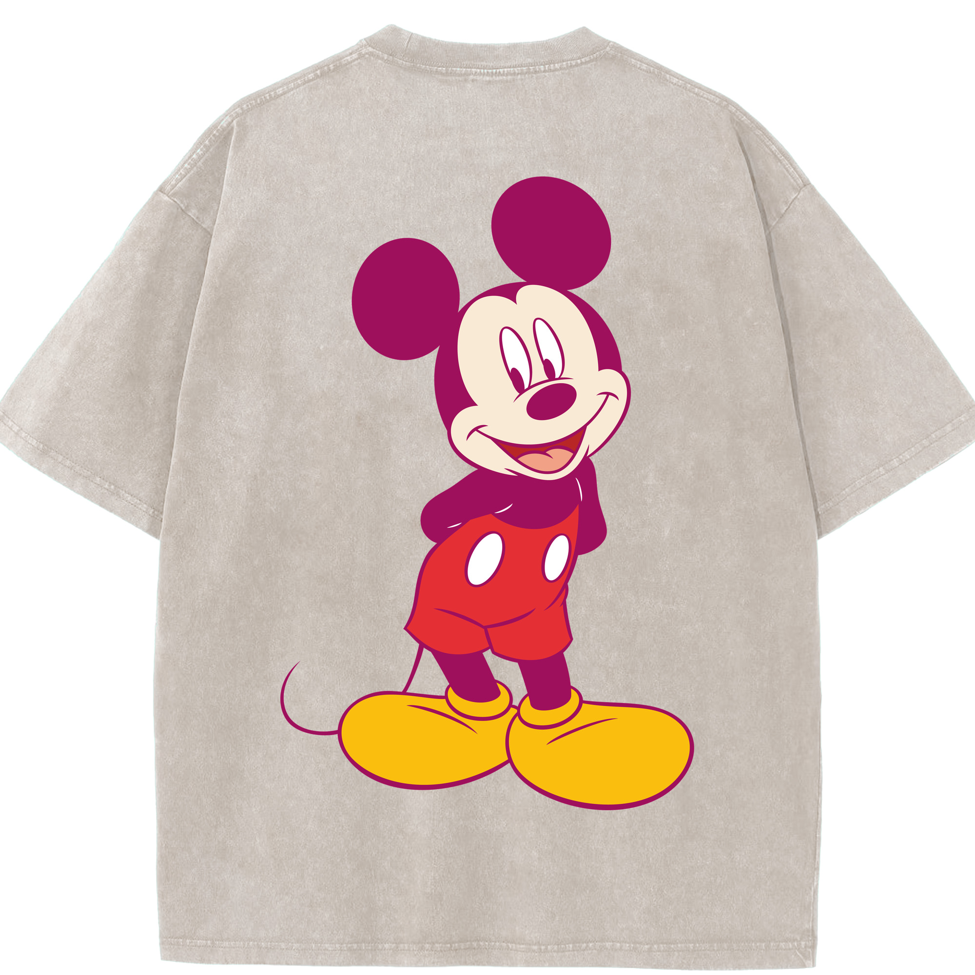 （画像用） ミッキーマウス Mickey Mouse 綿100% ヴィンテージ風 半袖Tシャツ（背面プリント）
