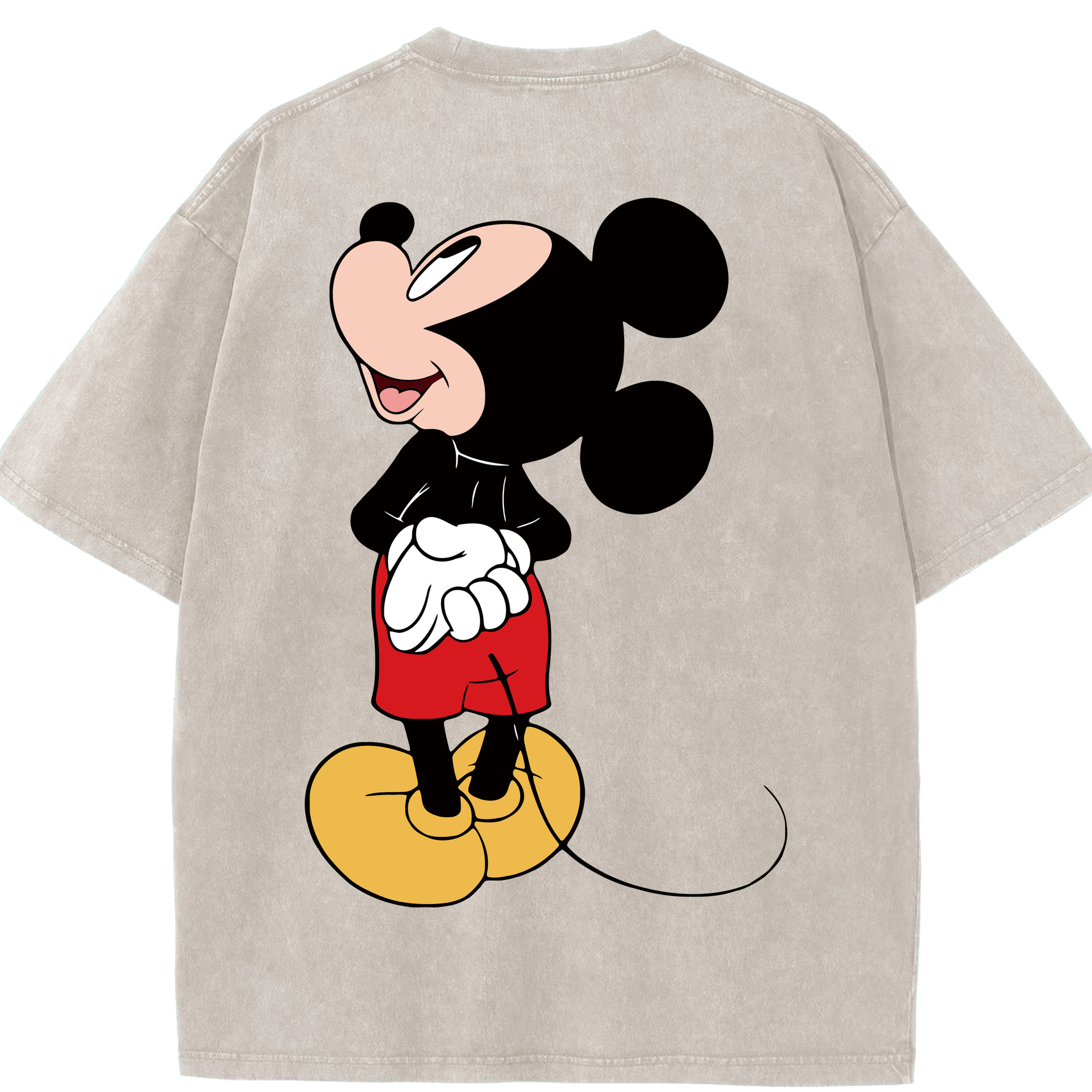 （画像用） ミッキーマウス Mickey Mouse 綿100% ヴィンテージ風 半袖Tシャツ（背面プリント）