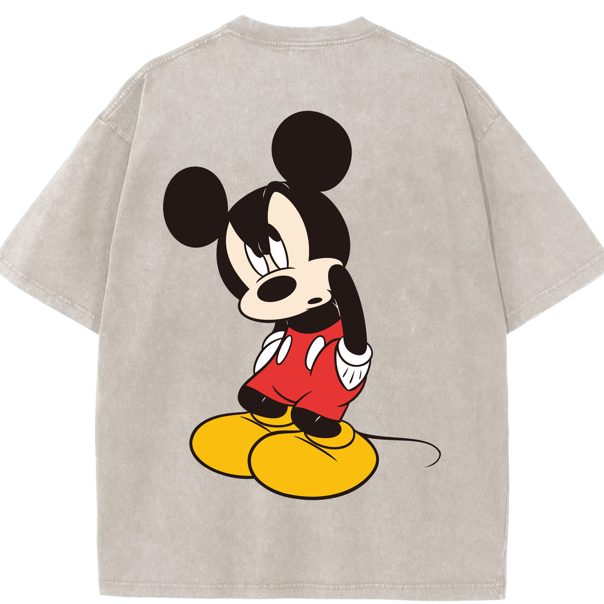 （画像用） ミッキーマウス Mickey Mouse 綿100% ヴィンテージ風 半袖Tシャツ（背面プリント）