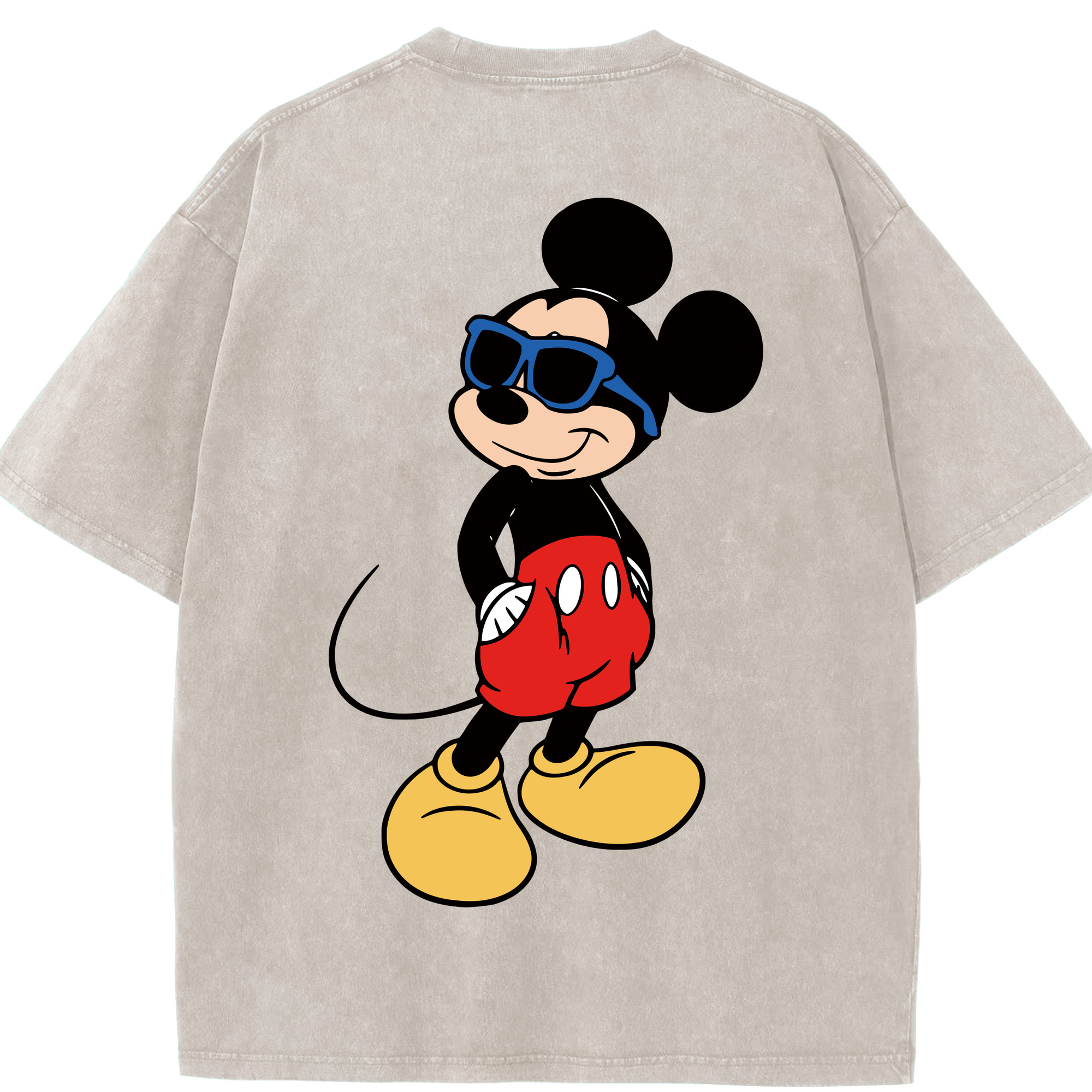 （画像用） ミッキーマウス Mickey Mouse 綿100% ヴィンテージ風 半袖Tシャツ（背面プリント）