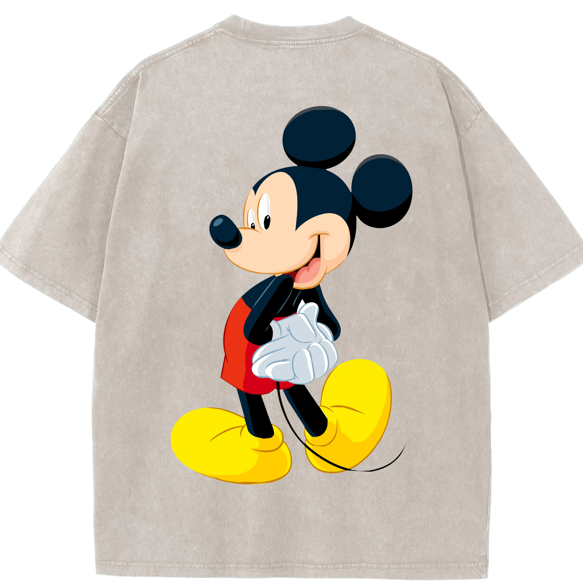 （画像用） ミッキーマウス Mickey Mouse 綿100% ヴィンテージ風 半袖Tシャツ（背面プリント）