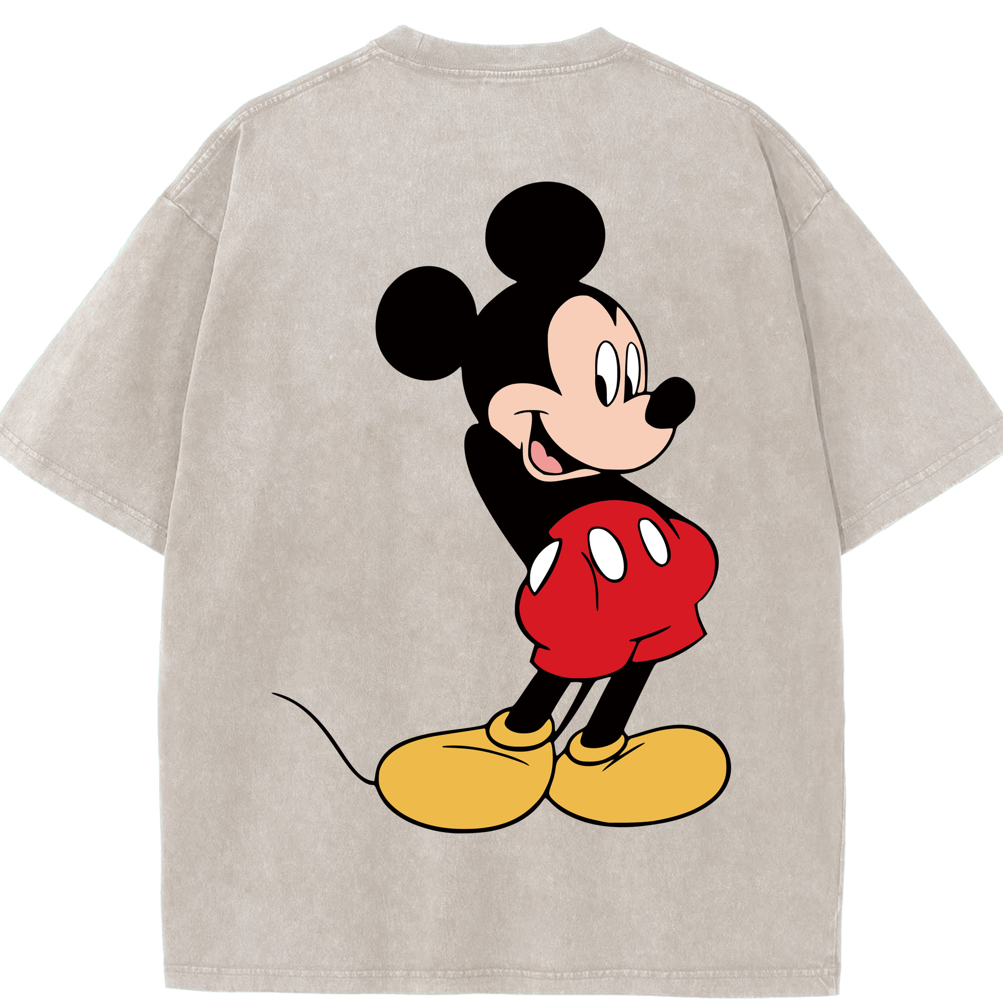（画像用） ミッキーマウス Mickey Mouse 綿100% ヴィンテージ風 半袖Tシャツ（背面プリント）