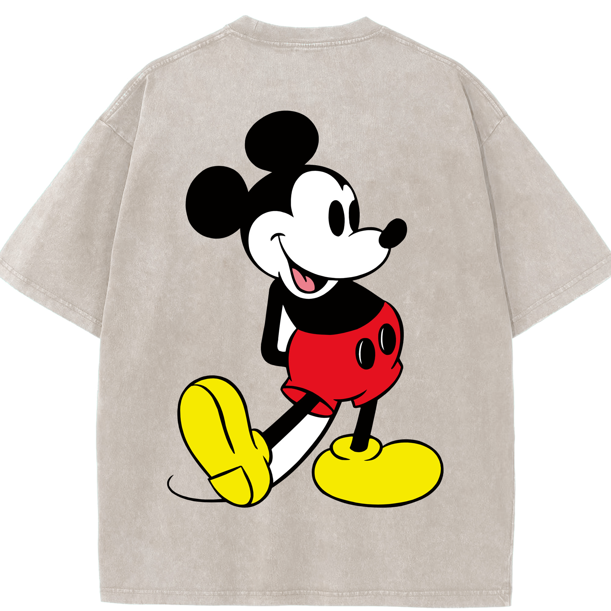 （画像用） ミッキーマウス Mickey Mouse 綿100% ヴィンテージ風 半袖Tシャツ（背面プリント）