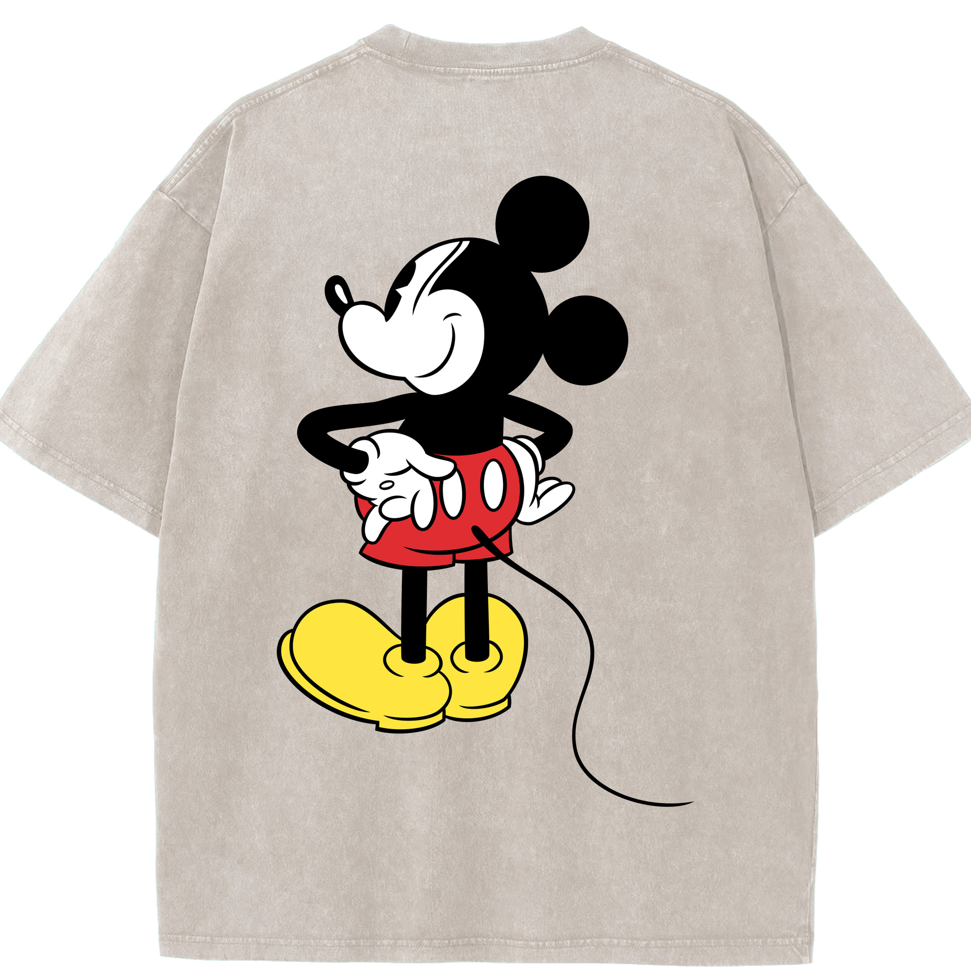 （画像用） ミッキーマウス Mickey Mouse 綿100% ヴィンテージ風 半袖Tシャツ（背面プリント）