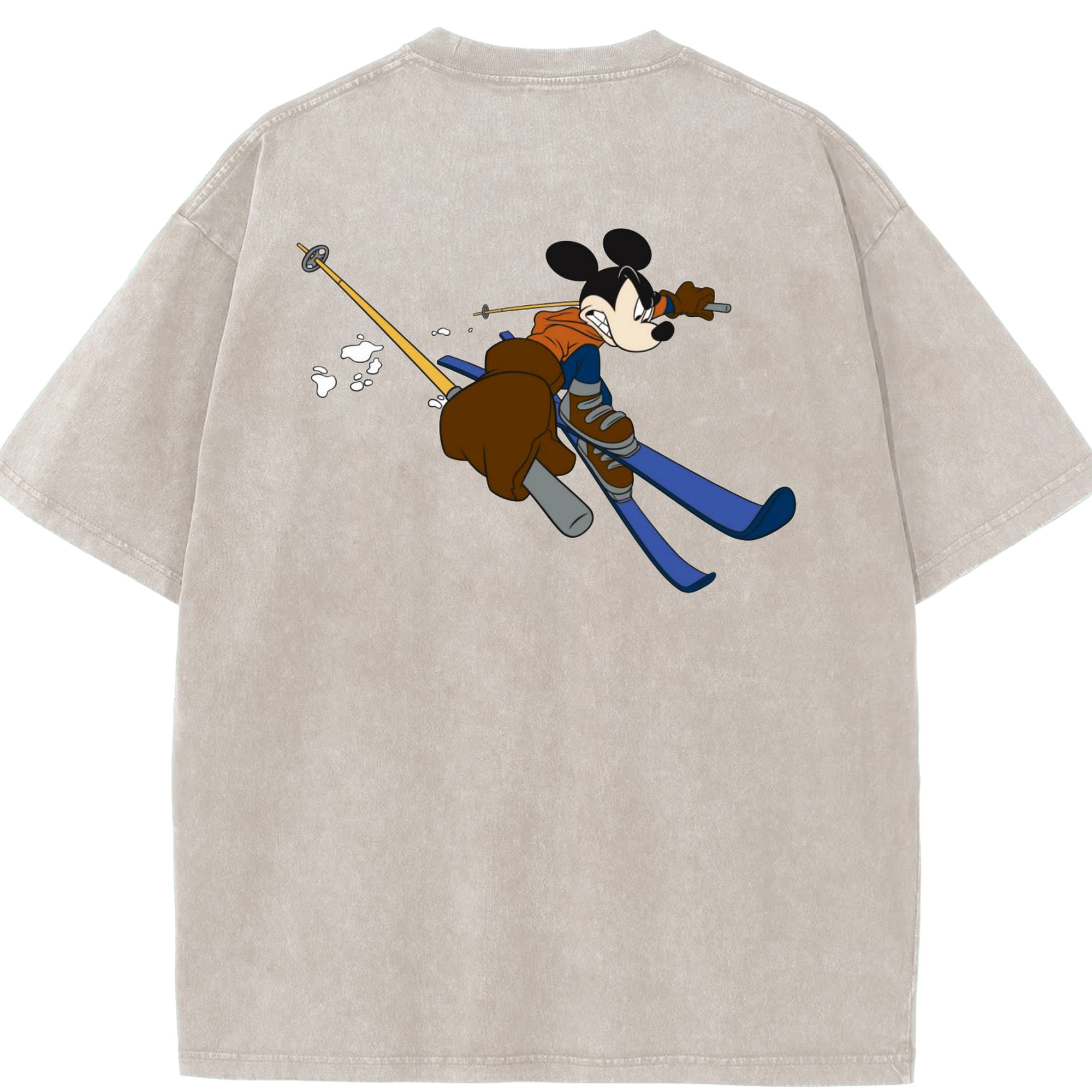 （画像用） ミッキーマウス Mickey Mouse 綿100% ヴィンテージ風 半袖Tシャツ（背面プリント）