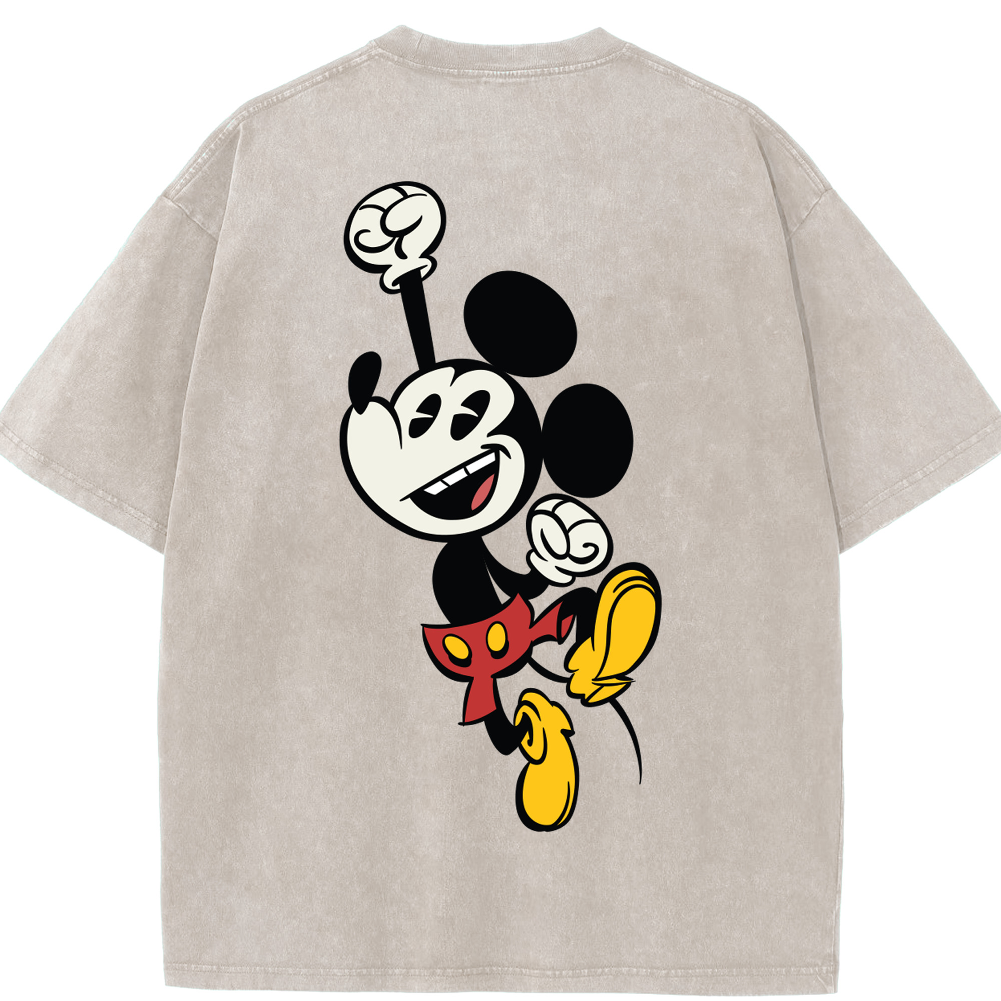 （画像用） ミッキーマウス Mickey Mouse 綿100% ヴィンテージ風 半袖Tシャツ（背面プリント）