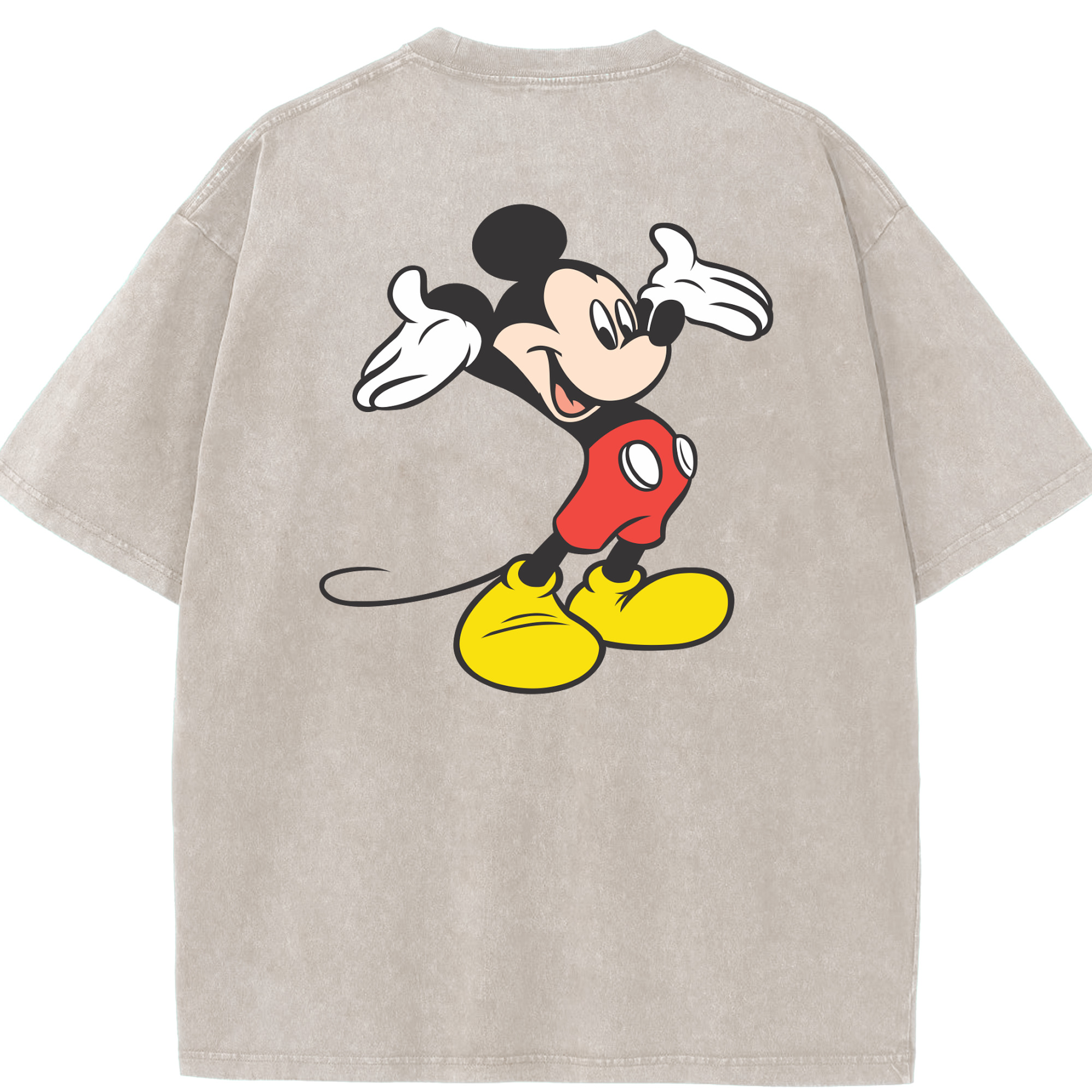 （画像用） ミッキーマウス Mickey Mouse 綿100% ヴィンテージ風 半袖Tシャツ（背面プリント）