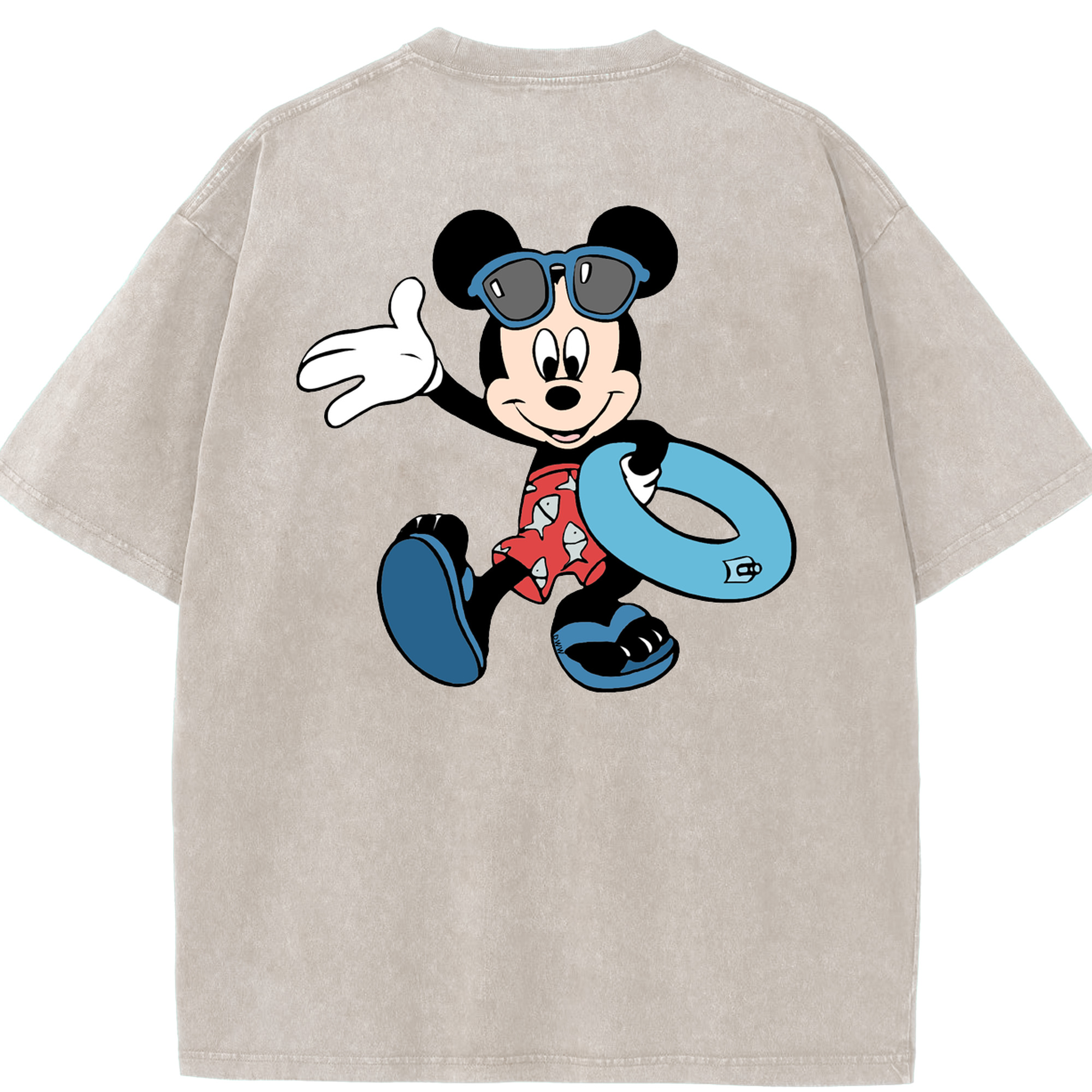 （画像用） ミッキーマウス Mickey Mouse 綿100% ヴィンテージ風 半袖Tシャツ（背面プリント）