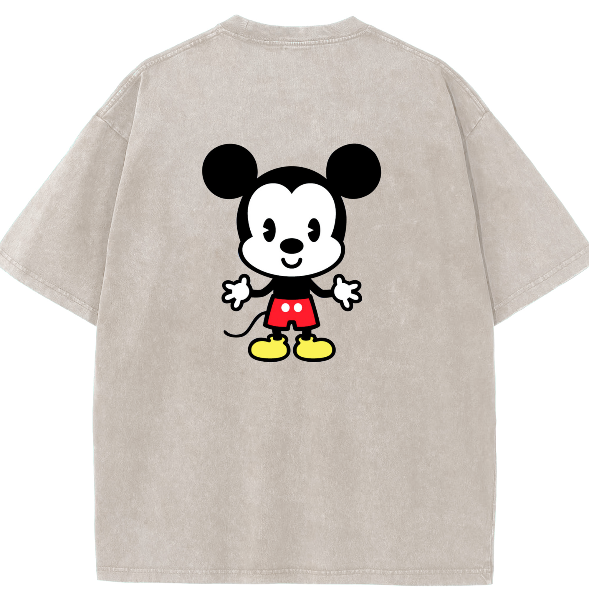（画像用） ミッキーマウス Mickey Mouse 綿100% ヴィンテージ風 半袖Tシャツ（背面プリント）