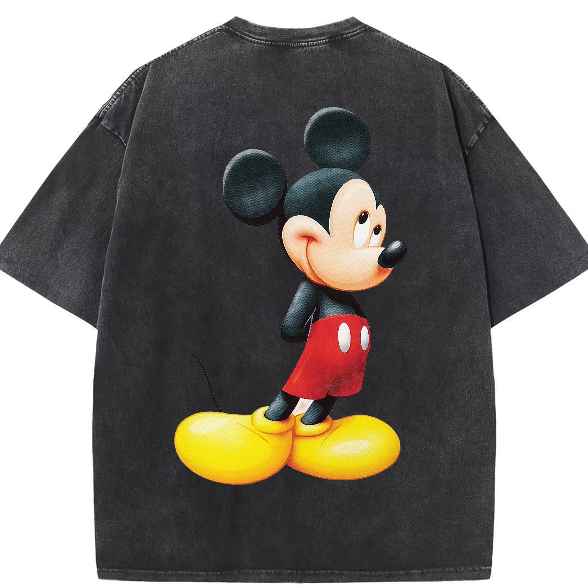 （画像用） ミッキーマウス Mickey Mouse 綿100% ヴィンテージ風 半袖Tシャツ（背面プリント）