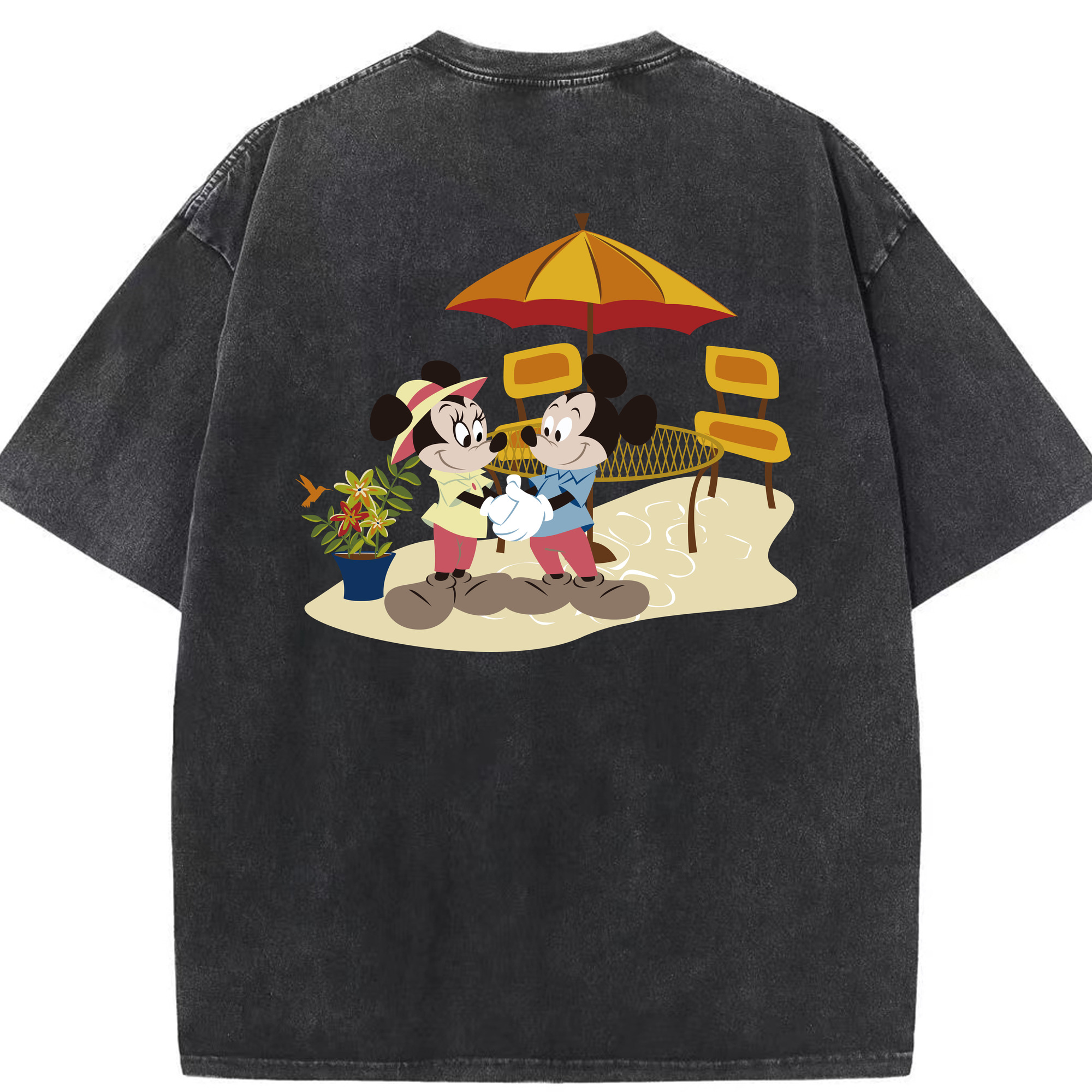 （画像用） ミッキーマウス Mickey Mouse 綿100% ヴィンテージ風 半袖Tシャツ（背面プリント）