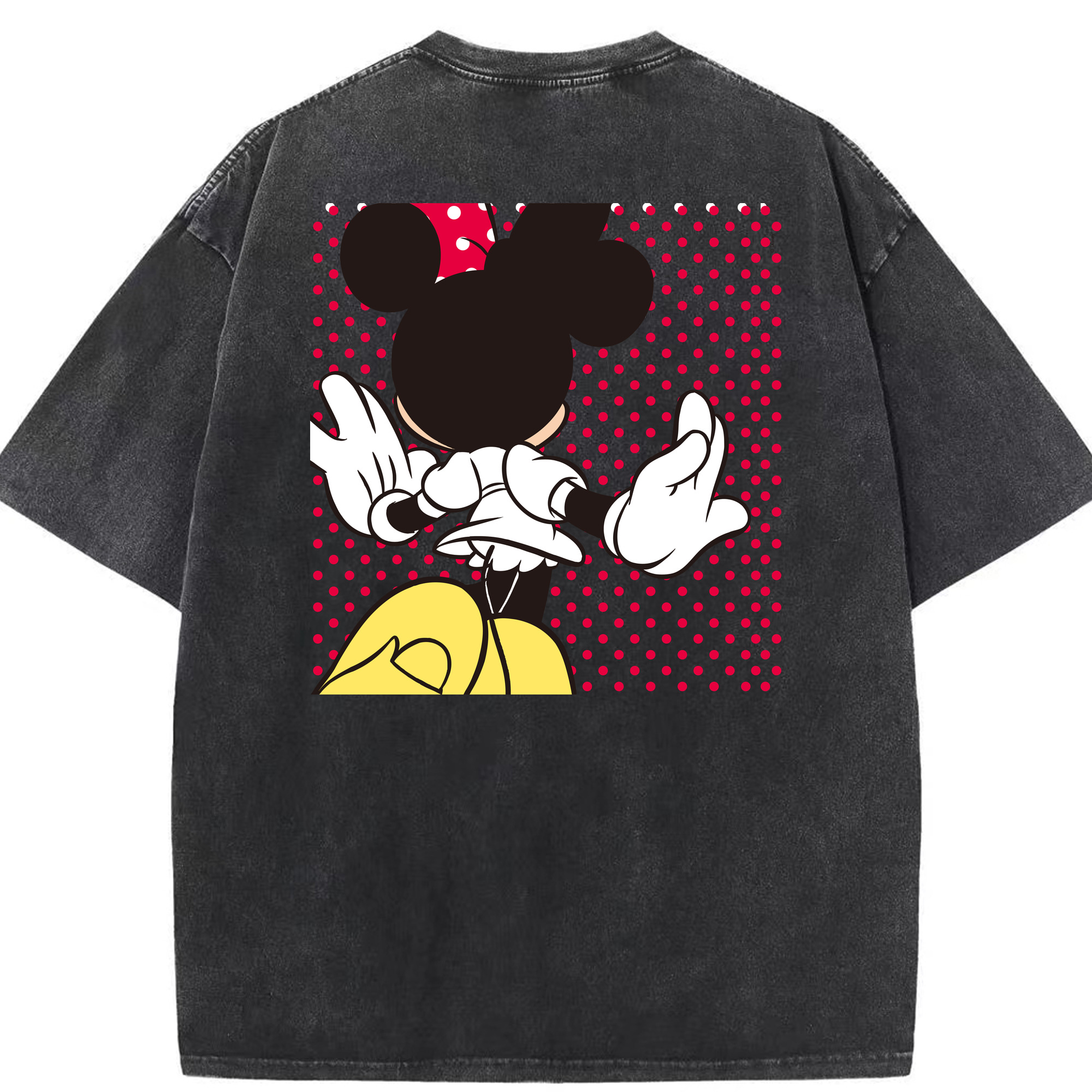 （画像用） ミッキーマウス Mickey Mouse 綿100% ヴィンテージ風 半袖Tシャツ（背面プリント）