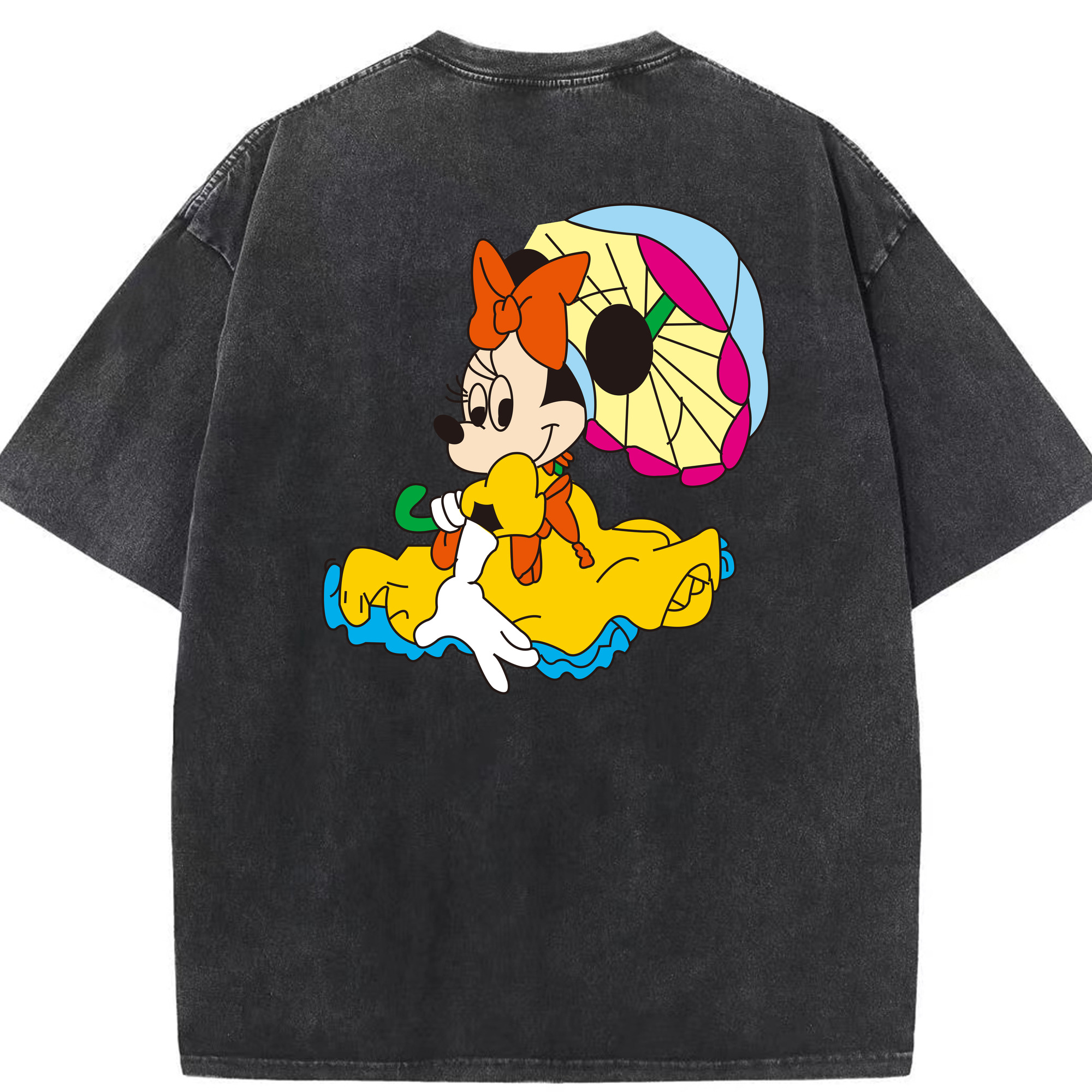 （画像用） ミッキーマウス Mickey Mouse 綿100% ヴィンテージ風 半袖Tシャツ（背面プリント）