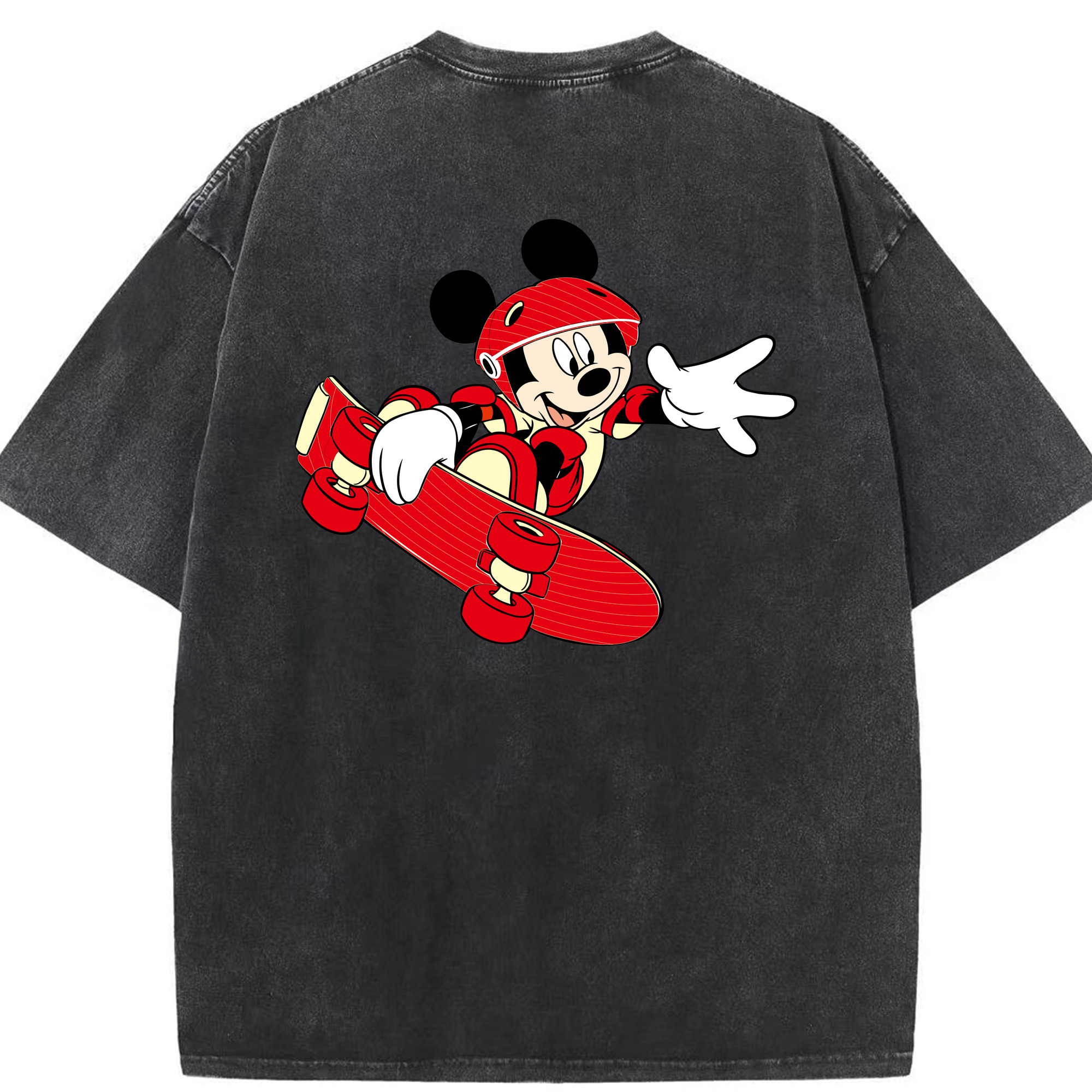 （画像用） ミッキーマウス Mickey Mouse 綿100% ヴィンテージ風 半袖Tシャツ（背面プリント）
