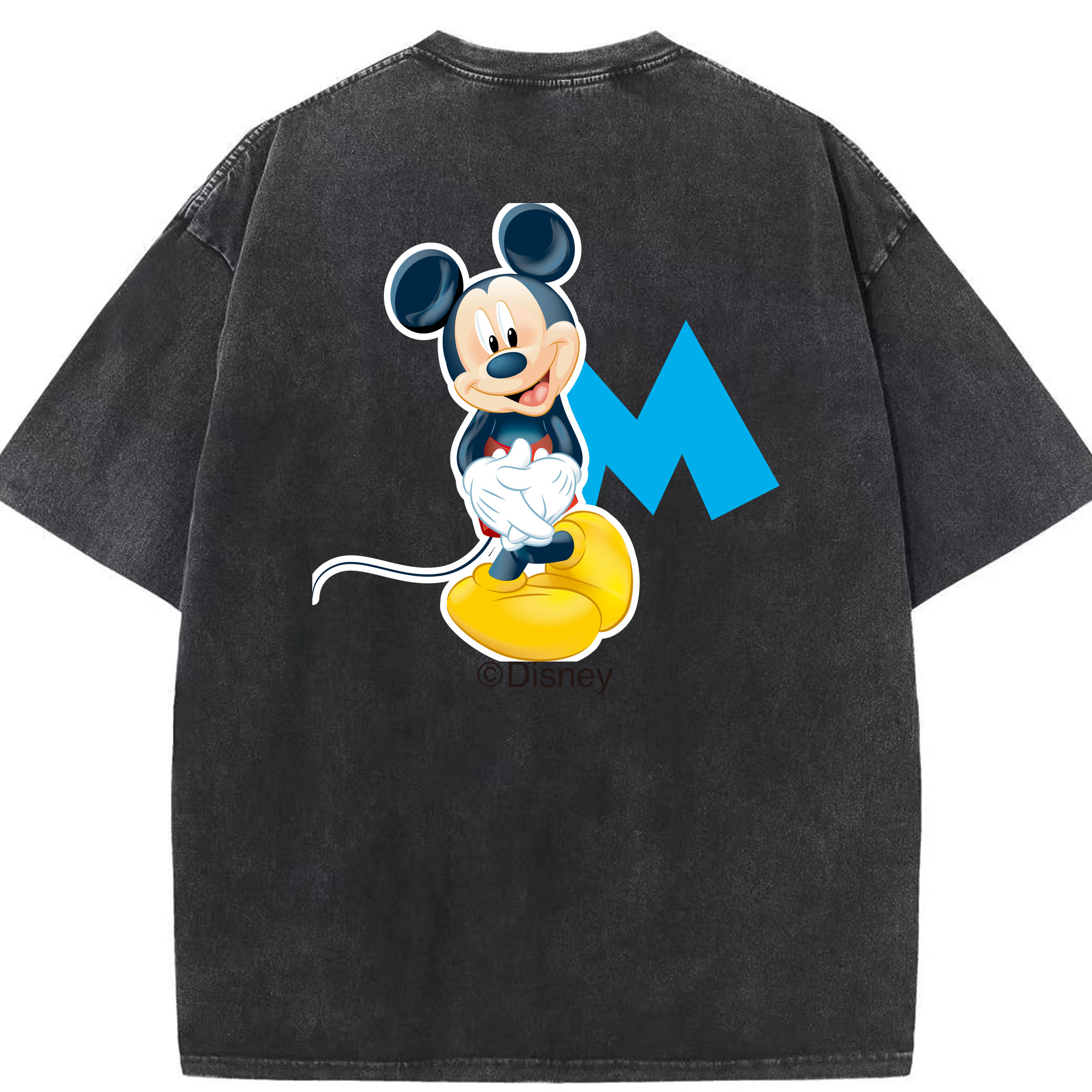 （画像用） ミッキーマウス Mickey Mouse 綿100% ヴィンテージ風 半袖Tシャツ（背面プリント）