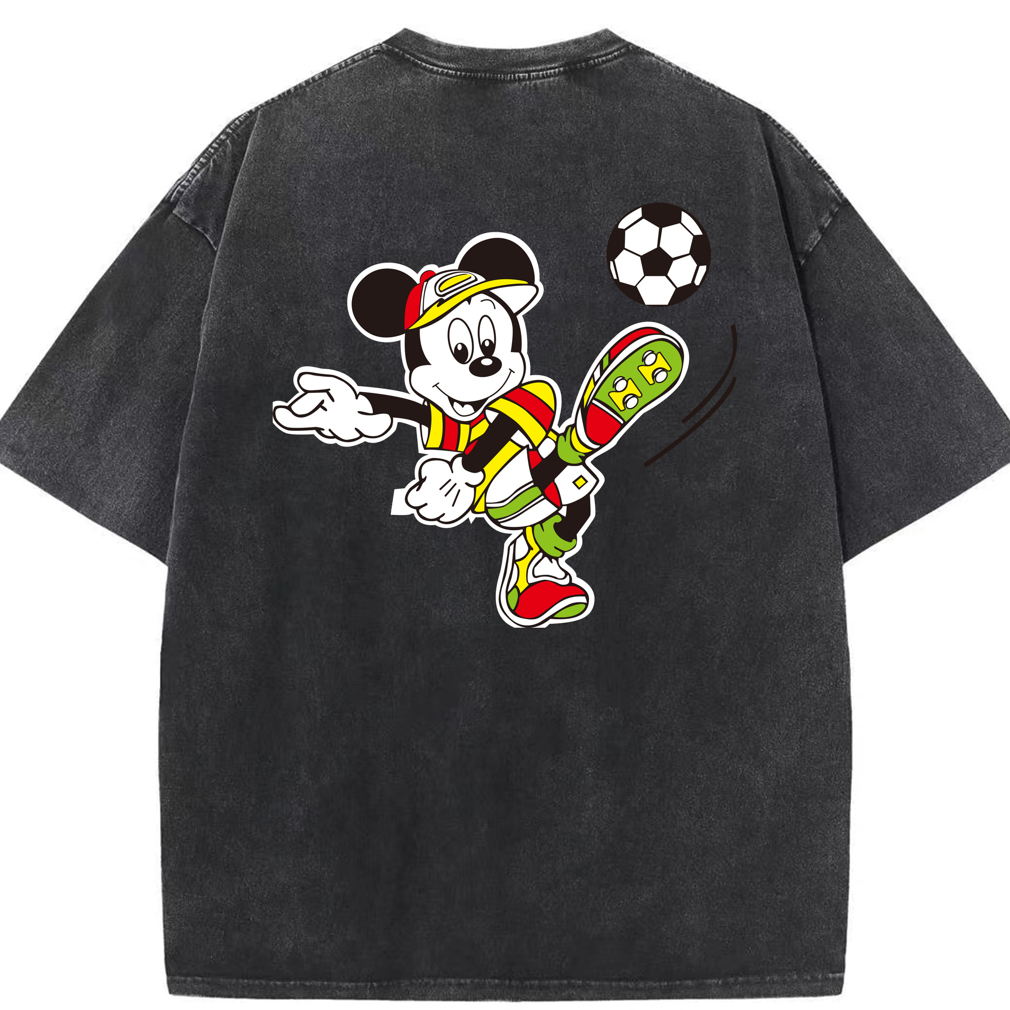 （画像用） ミッキーマウス Mickey Mouse 綿100% ヴィンテージ風 半袖Tシャツ（背面プリント）