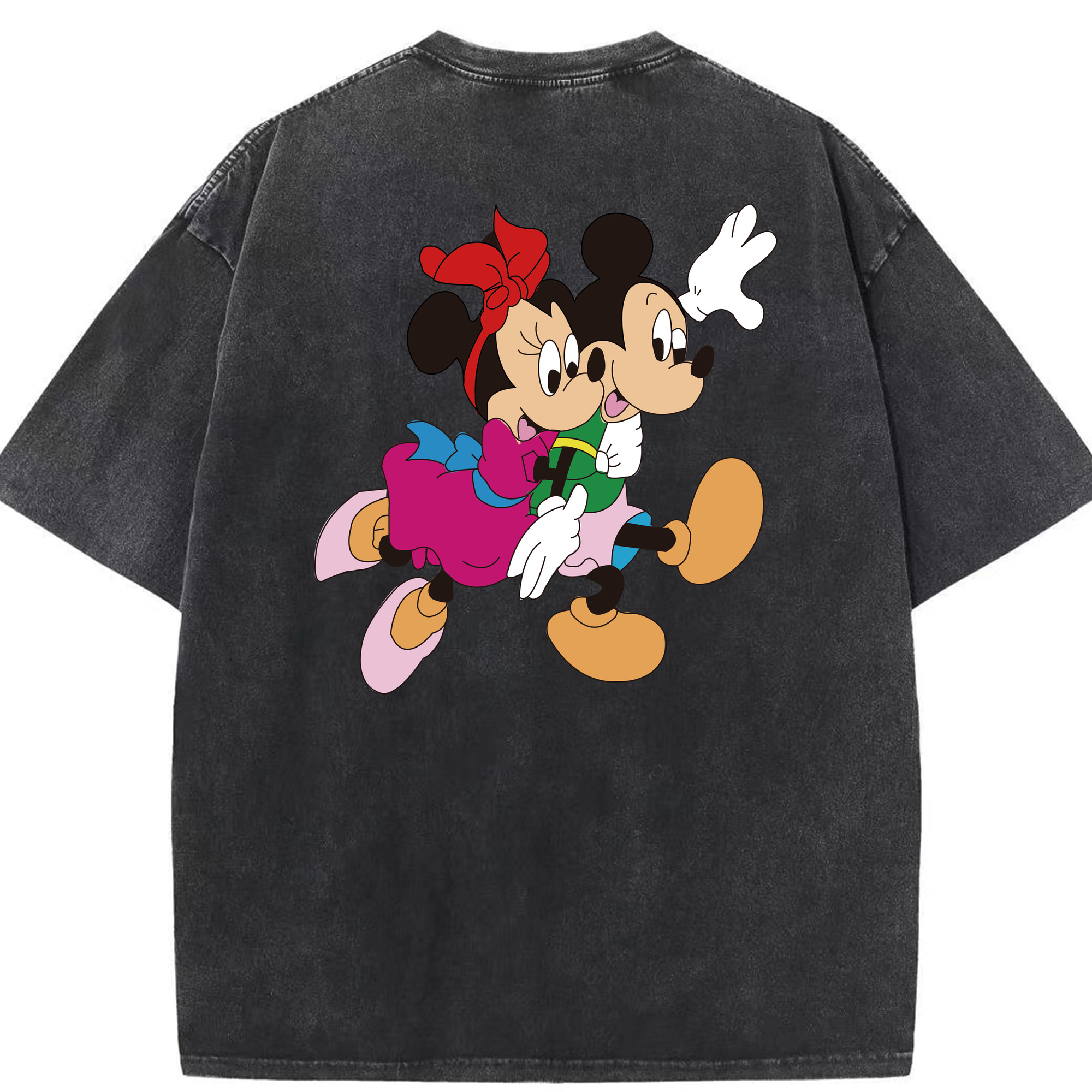 （画像用） ミッキーマウス Mickey Mouse 綿100% ヴィンテージ風 半袖Tシャツ（背面プリント）