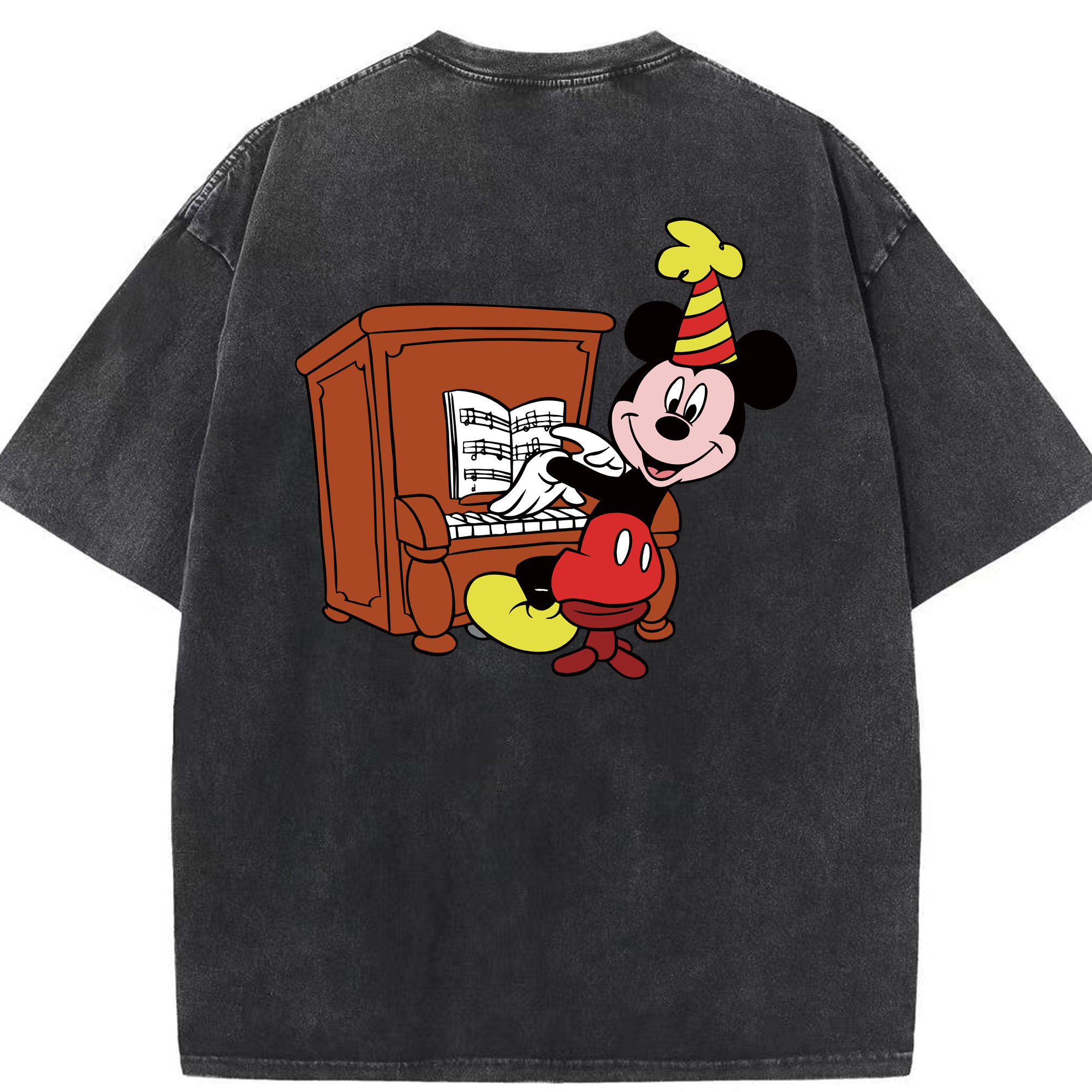 （画像用） ミッキーマウス Mickey Mouse 綿100% ヴィンテージ風 半袖Tシャツ（背面プリント）
