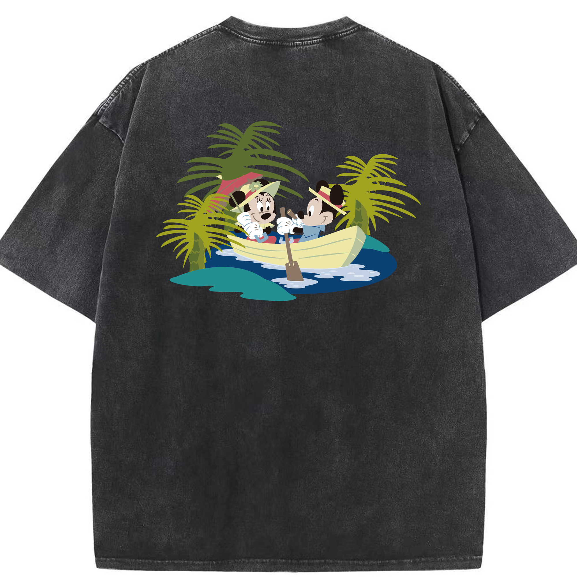 （画像用） ミッキーマウス Mickey Mouse 綿100% ヴィンテージ風 半袖Tシャツ（背面プリント）