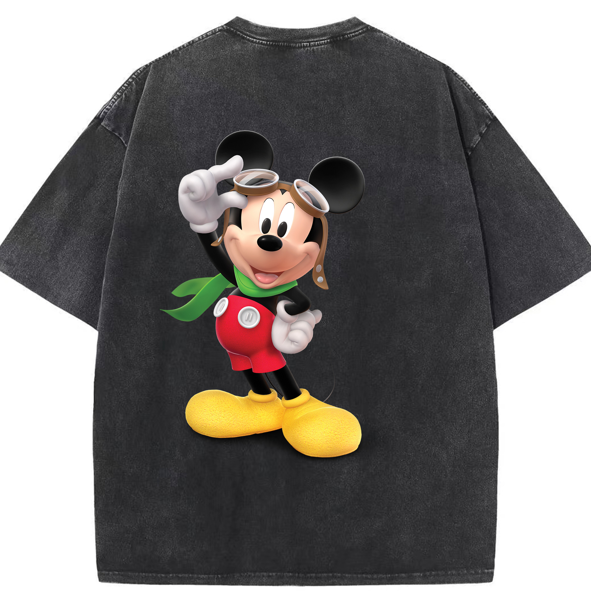 （画像用） ミッキーマウス Mickey Mouse 綿100% ヴィンテージ風 半袖Tシャツ（背面プリント）