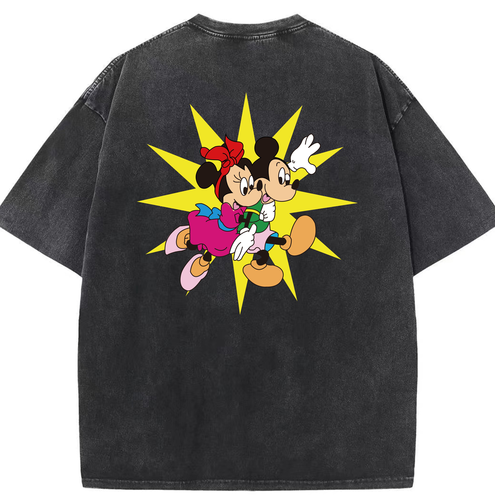 （画像用） ミッキーマウス Mickey Mouse 綿100% ヴィンテージ風 半袖Tシャツ（背面プリント）
