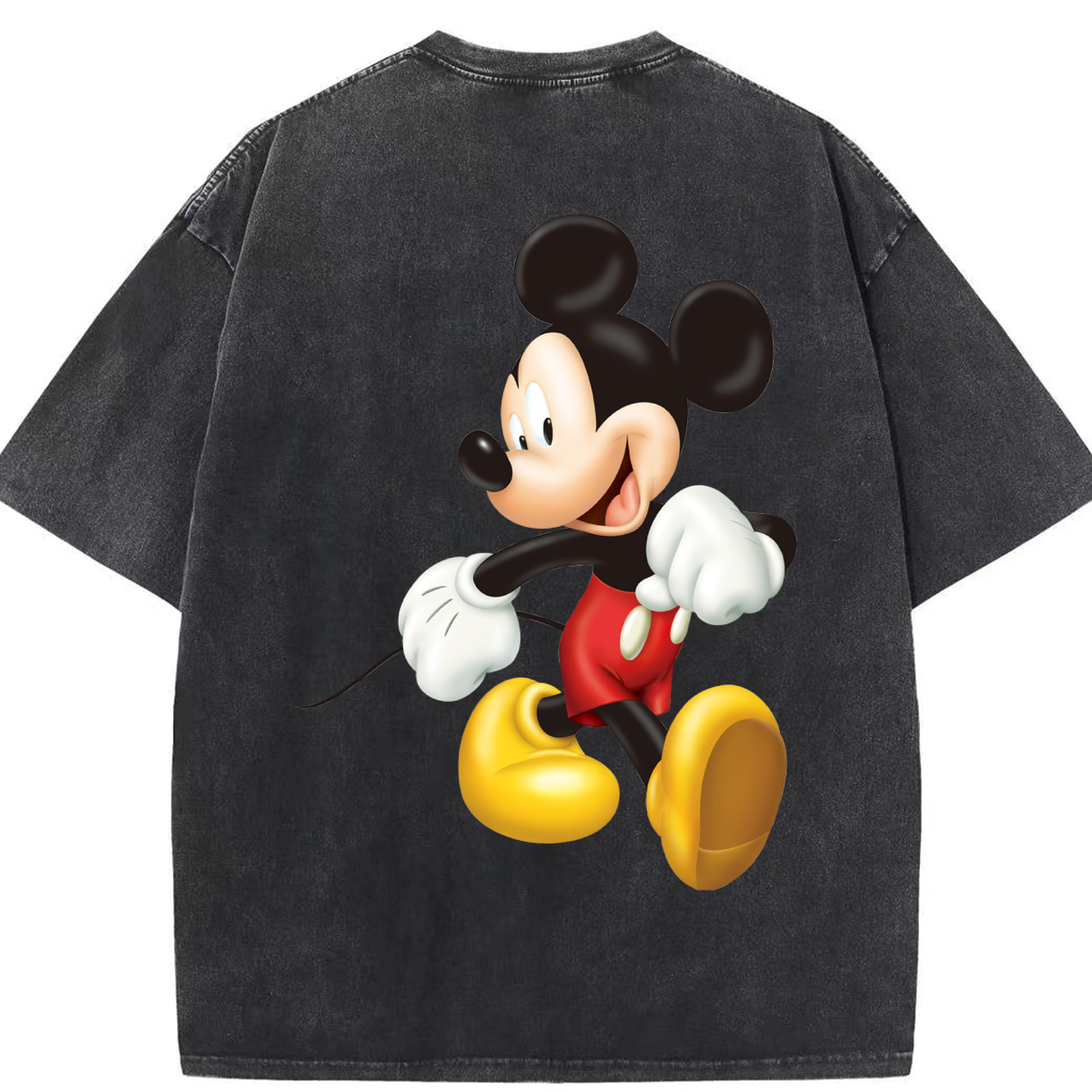 （画像用） ミッキーマウス Mickey Mouse 綿100% ヴィンテージ風 半袖Tシャツ（背面プリント）