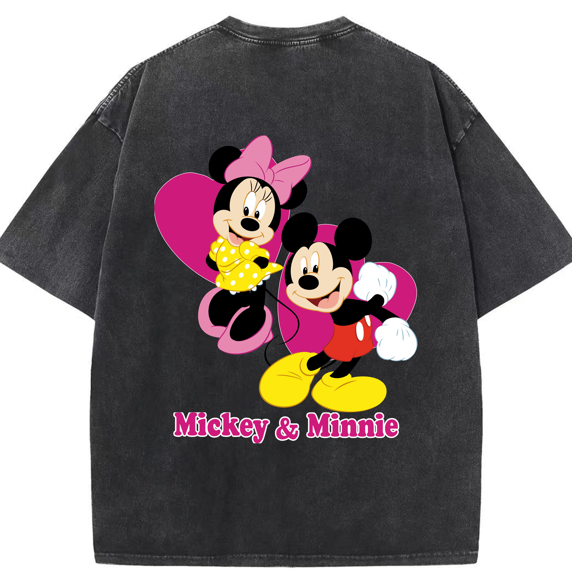 （画像用） ミッキーマウス Mickey Mouse 綿100% ヴィンテージ風 半袖Tシャツ（背面プリント）