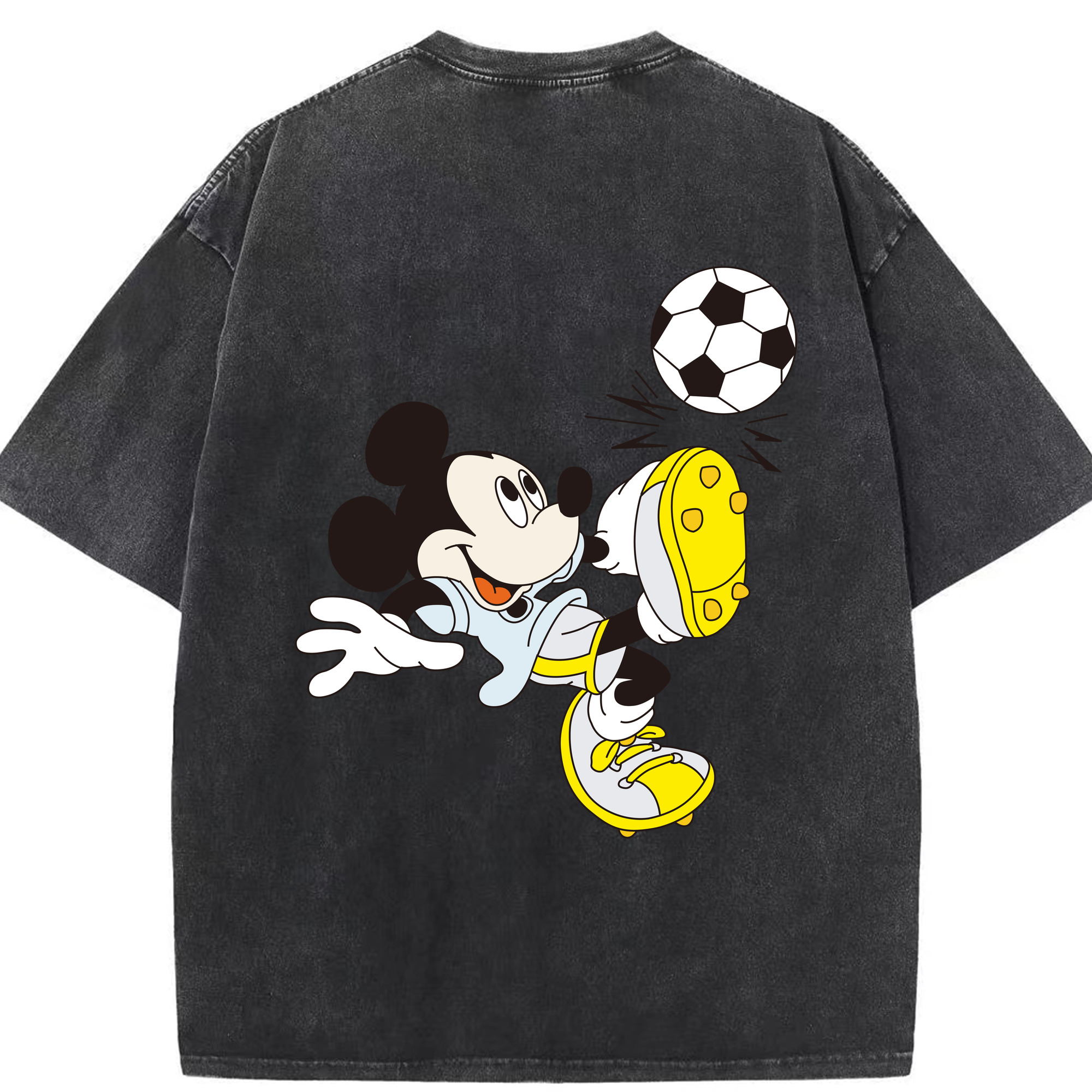 （画像用） ミッキーマウス Mickey Mouse 綿100% ヴィンテージ風 半袖Tシャツ（背面プリント）