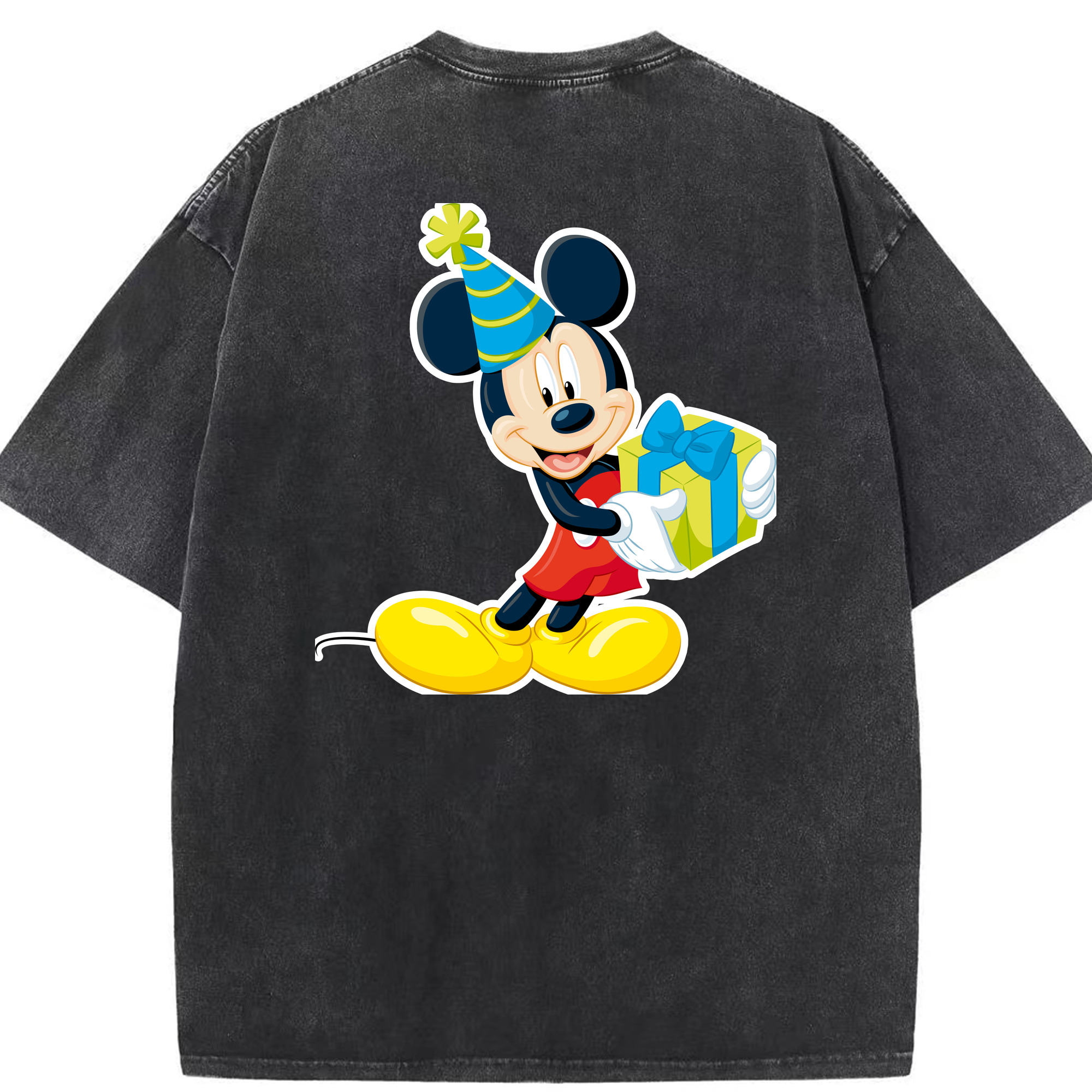 （画像用） ミッキーマウス Mickey Mouse 綿100% ヴィンテージ風 半袖Tシャツ（背面プリント）