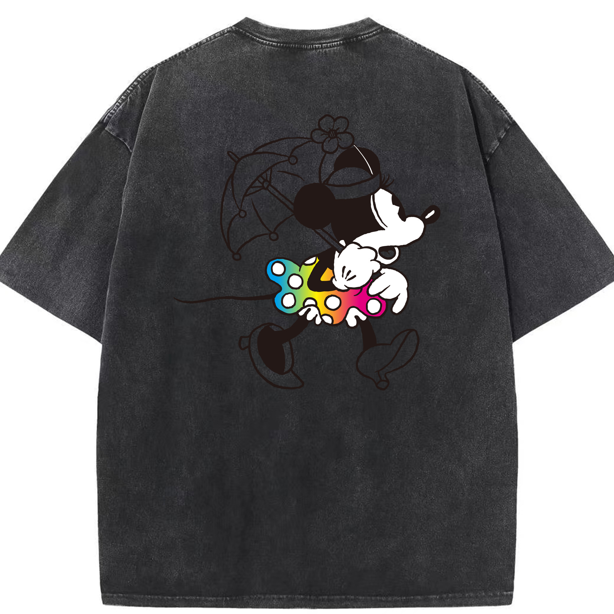（画像用） ミッキーマウス Mickey Mouse 綿100% ヴィンテージ風 半袖Tシャツ（背面プリント）