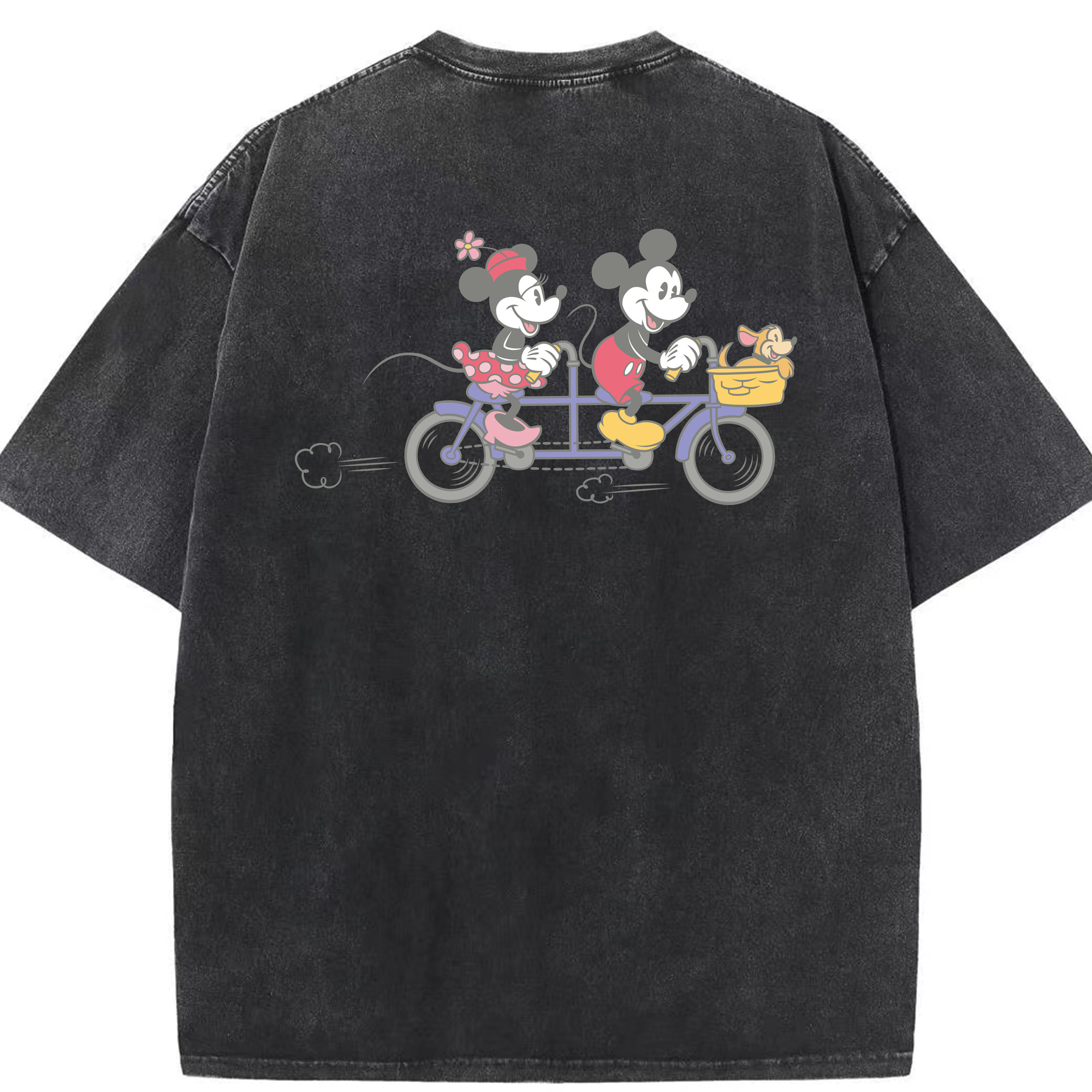 （画像用） ミッキーマウス Mickey Mouse 綿100% ヴィンテージ風 半袖Tシャツ（背面プリント）