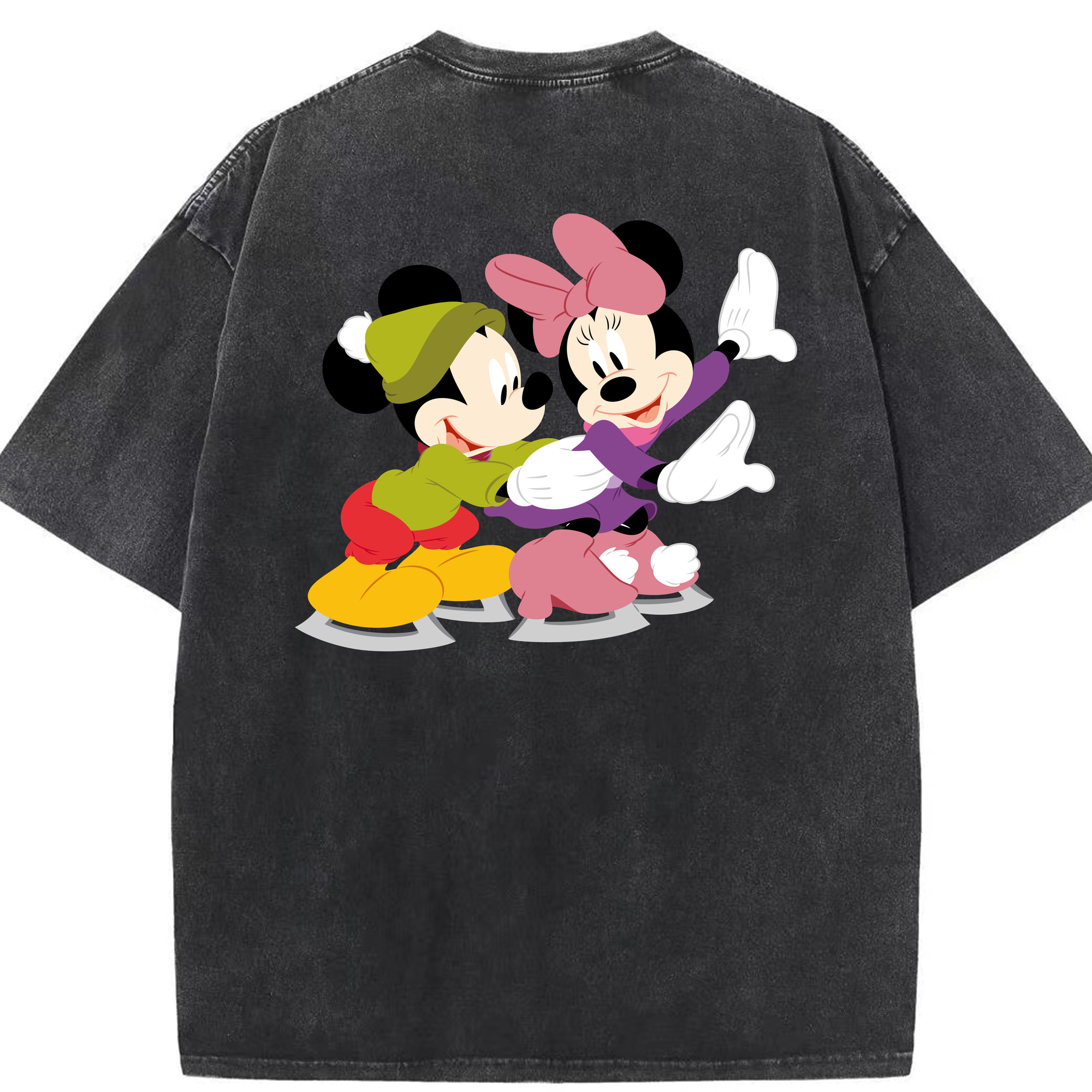 （画像用） ミッキーマウス Mickey Mouse 綿100% ヴィンテージ風 半袖Tシャツ（背面プリント）
