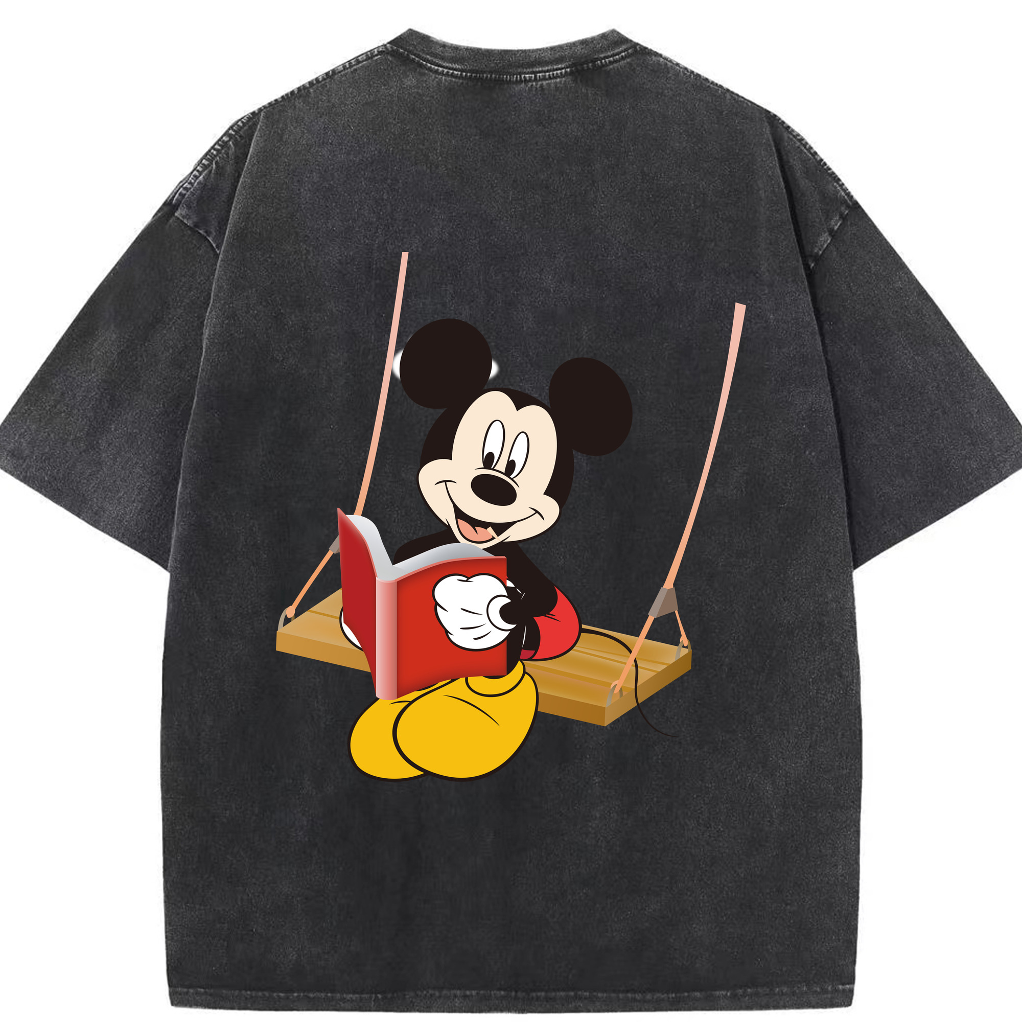 （画像用） ミッキーマウス Mickey Mouse 綿100% ヴィンテージ風 半袖Tシャツ（背面プリント）