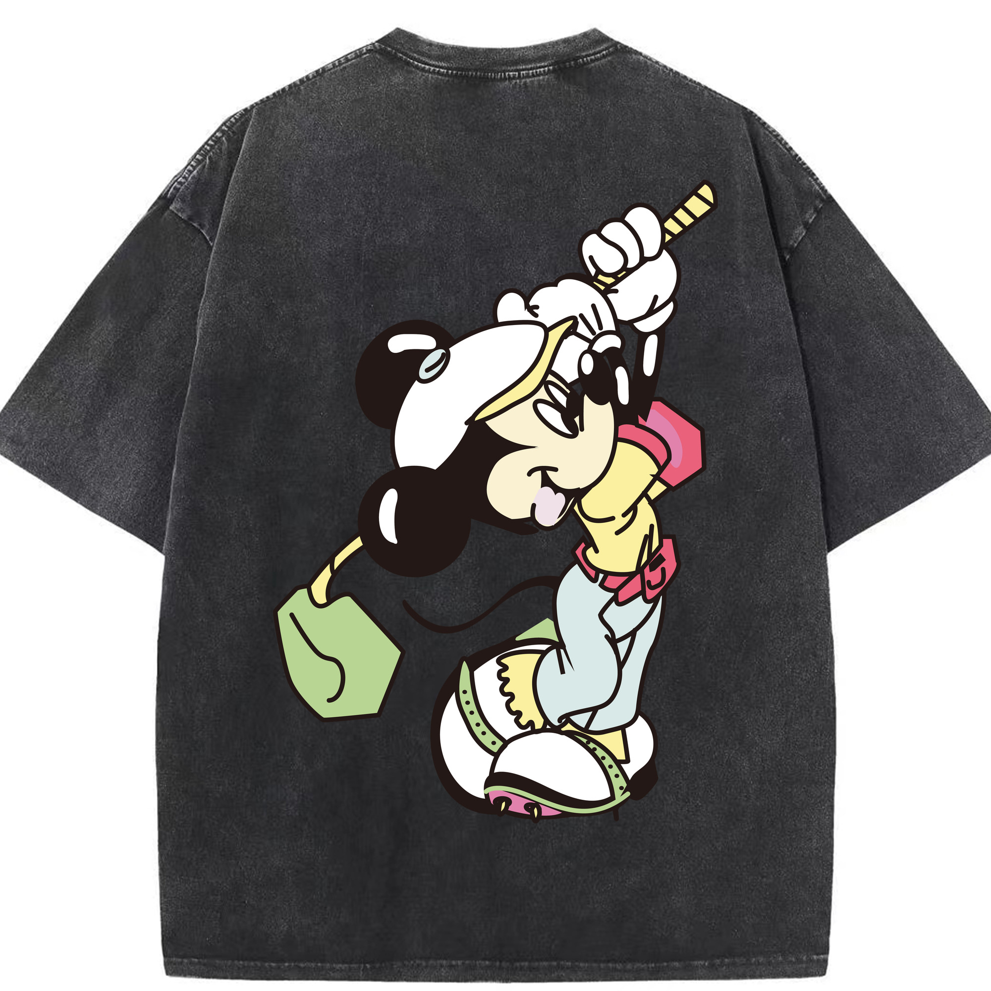 （画像用） ミッキーマウス Mickey Mouse 綿100% ヴィンテージ風 半袖Tシャツ（背面プリント）