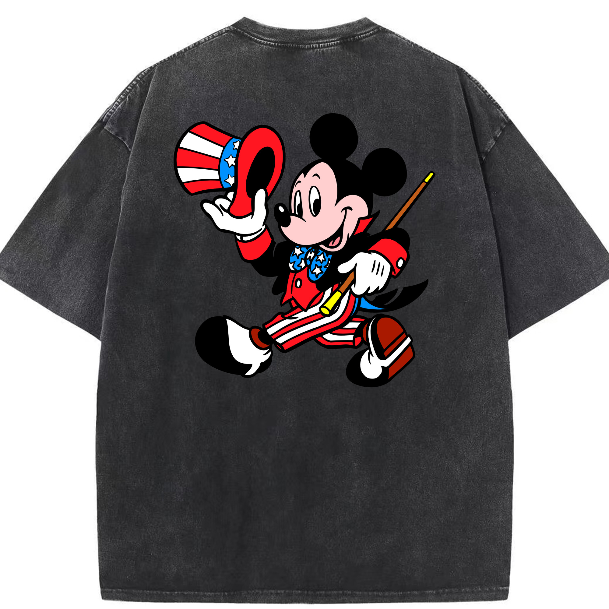 （画像用） ミッキーマウス Mickey Mouse 綿100% ヴィンテージ風 半袖Tシャツ（背面プリント）