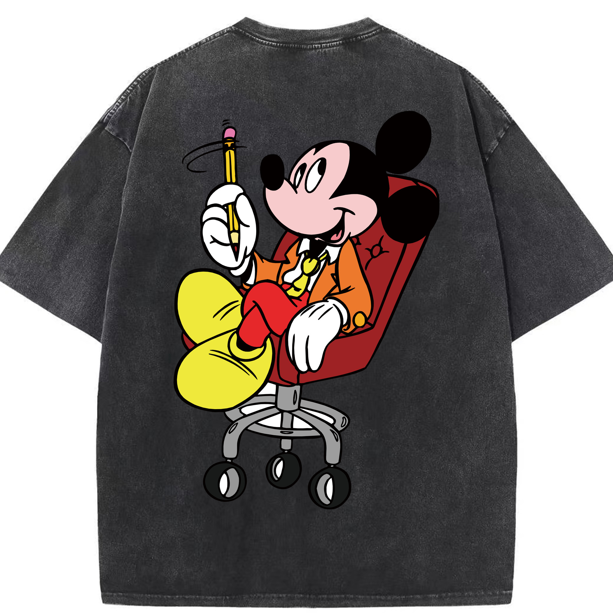 （画像用） ミッキーマウス Mickey Mouse 綿100% ヴィンテージ風 半袖Tシャツ（背面プリント）