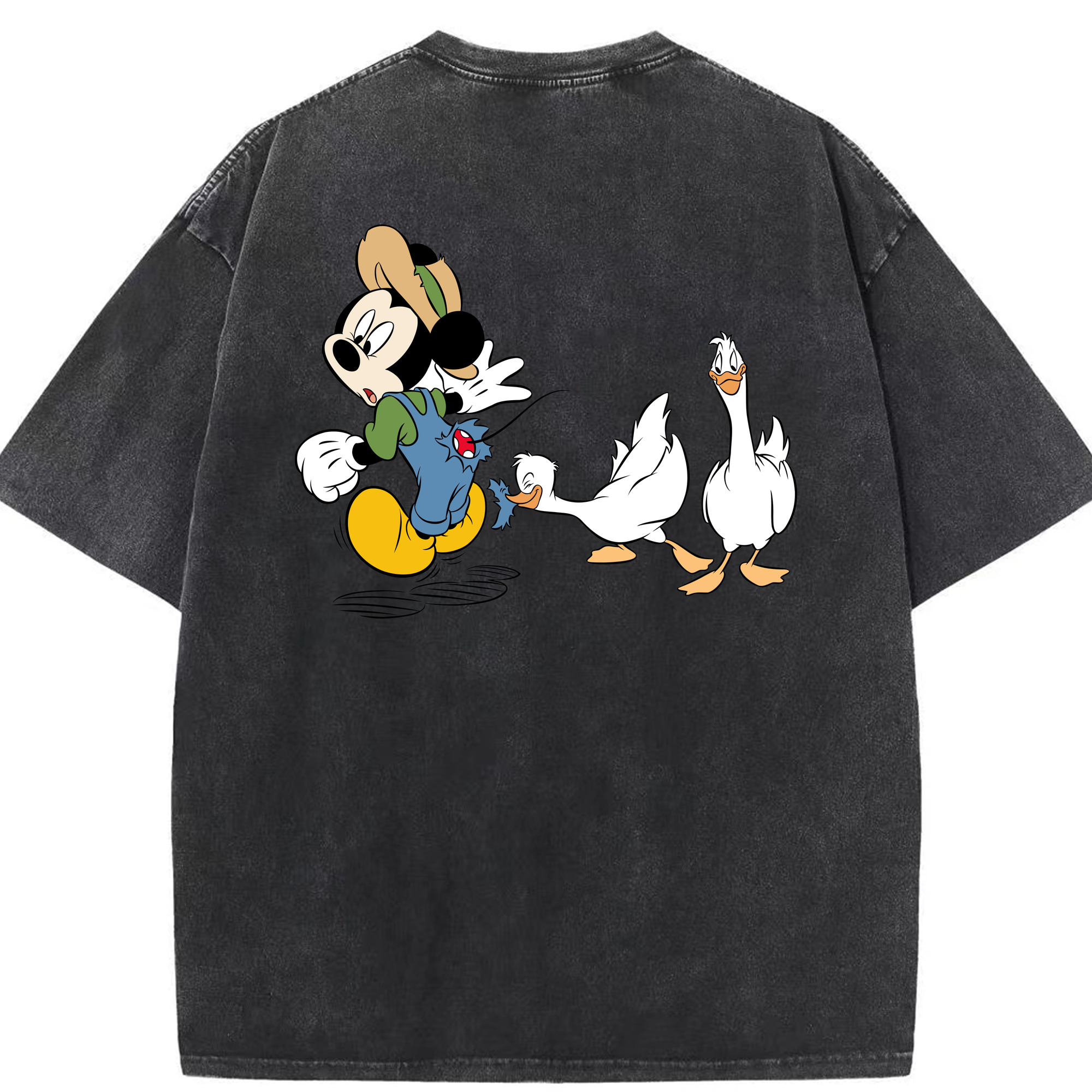 （画像用） ミッキーマウス Mickey Mouse 綿100% ヴィンテージ風 半袖Tシャツ（背面プリント）