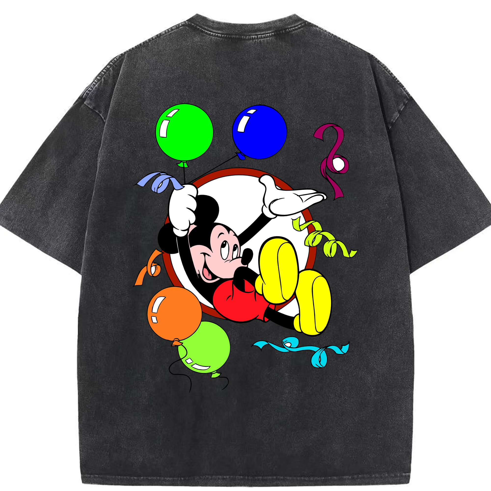 （画像用） ミッキーマウス Mickey Mouse 綿100% ヴィンテージ風 半袖Tシャツ（背面プリント）