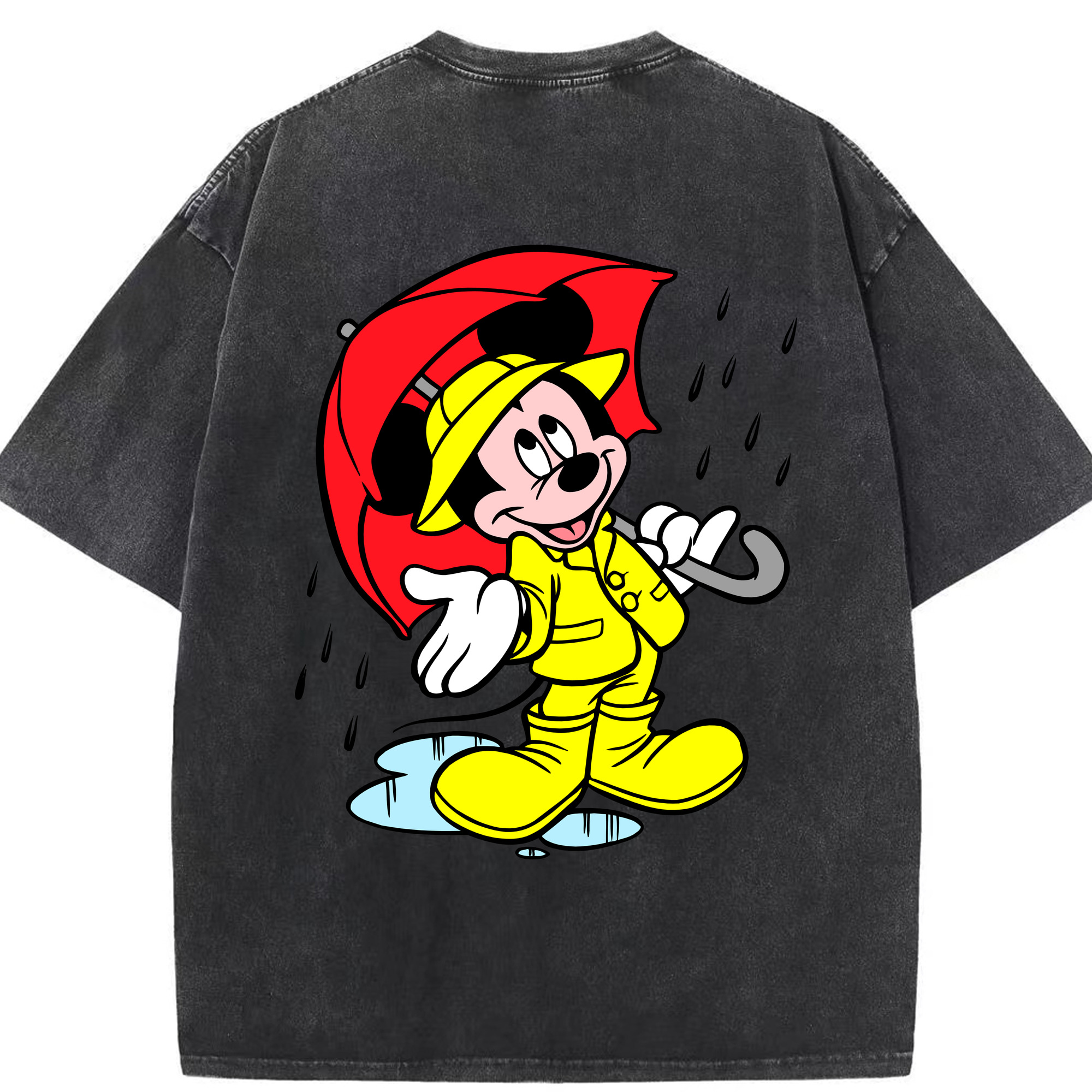 （画像用） ミッキーマウス Mickey Mouse 綿100% ヴィンテージ風 半袖Tシャツ（背面プリント）