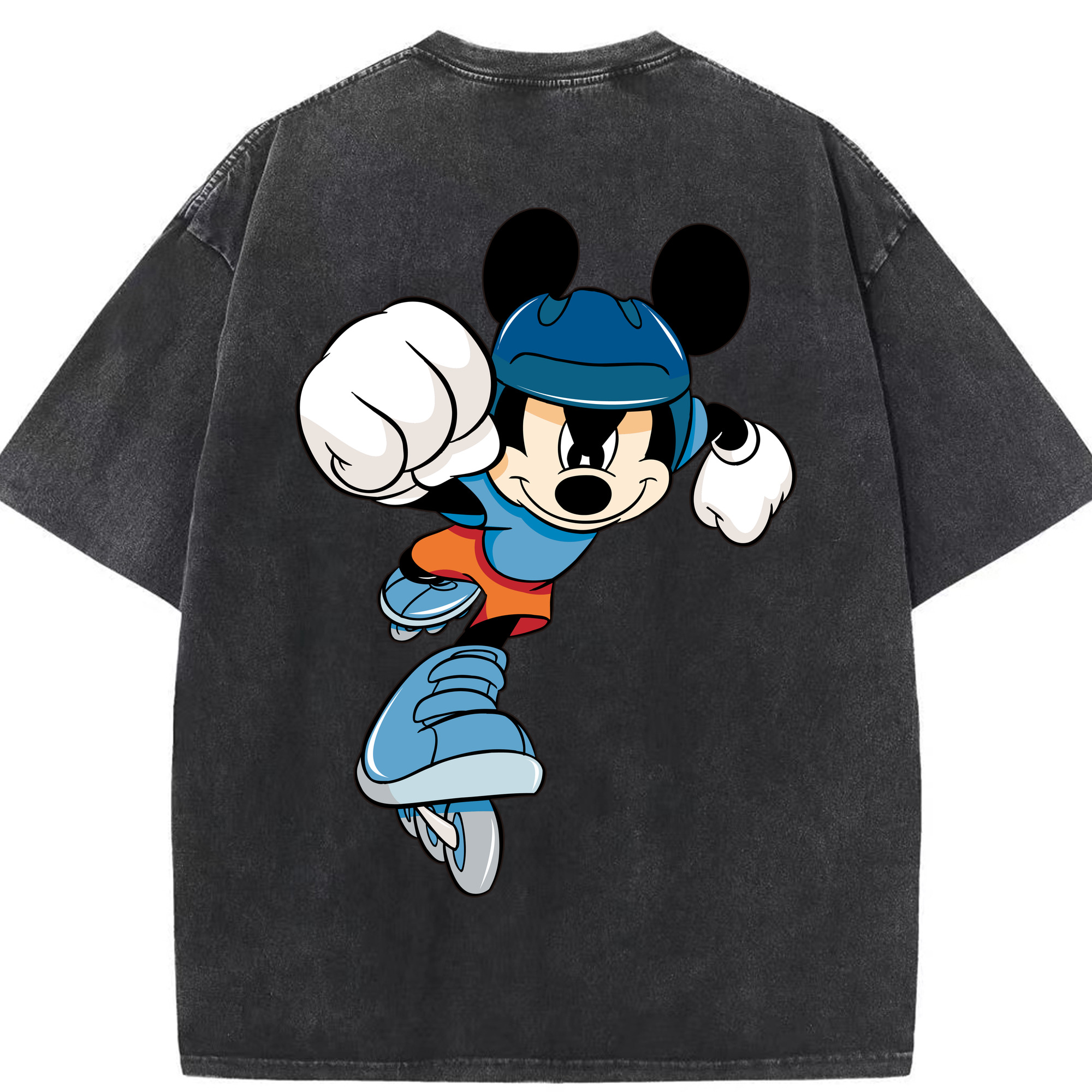 （画像用） ミッキーマウス Mickey Mouse 綿100% ヴィンテージ風 半袖Tシャツ（背面プリント）