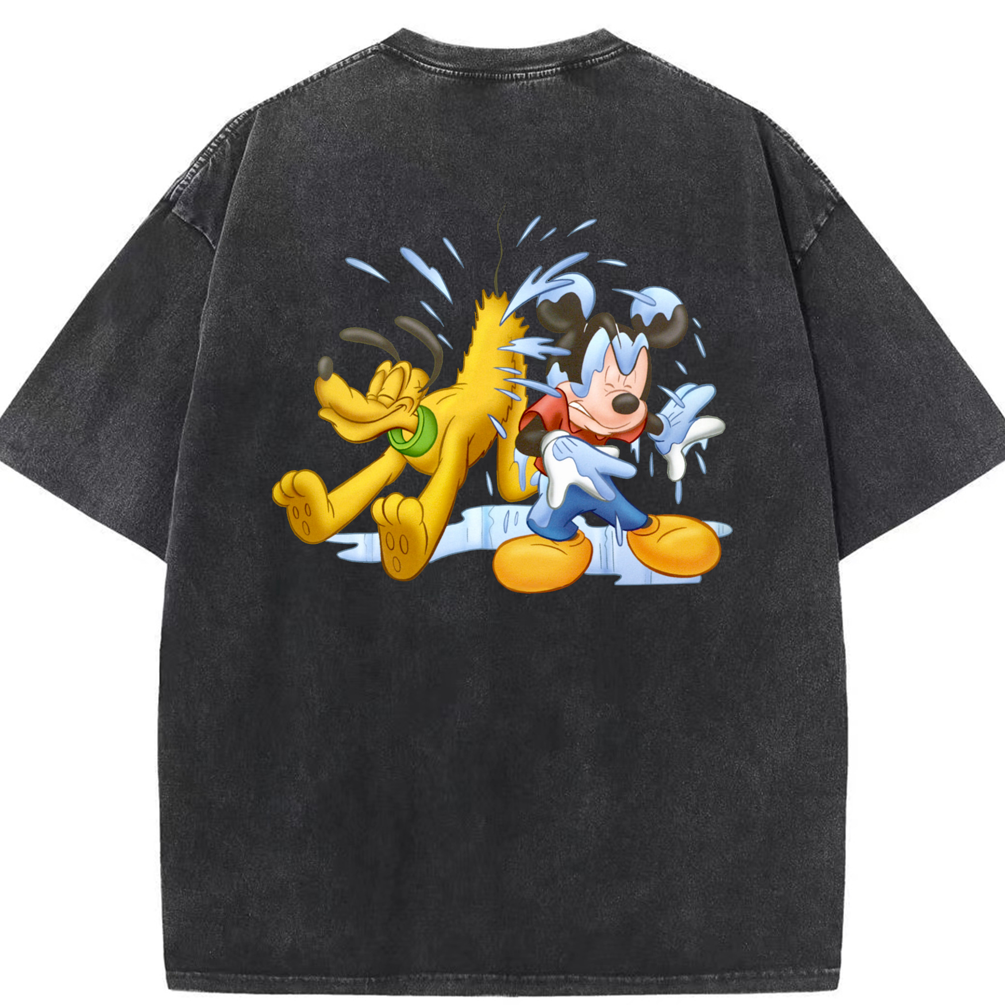 （画像用） ミッキーマウス Mickey Mouse 綿100% ヴィンテージ風 半袖Tシャツ（背面プリント）