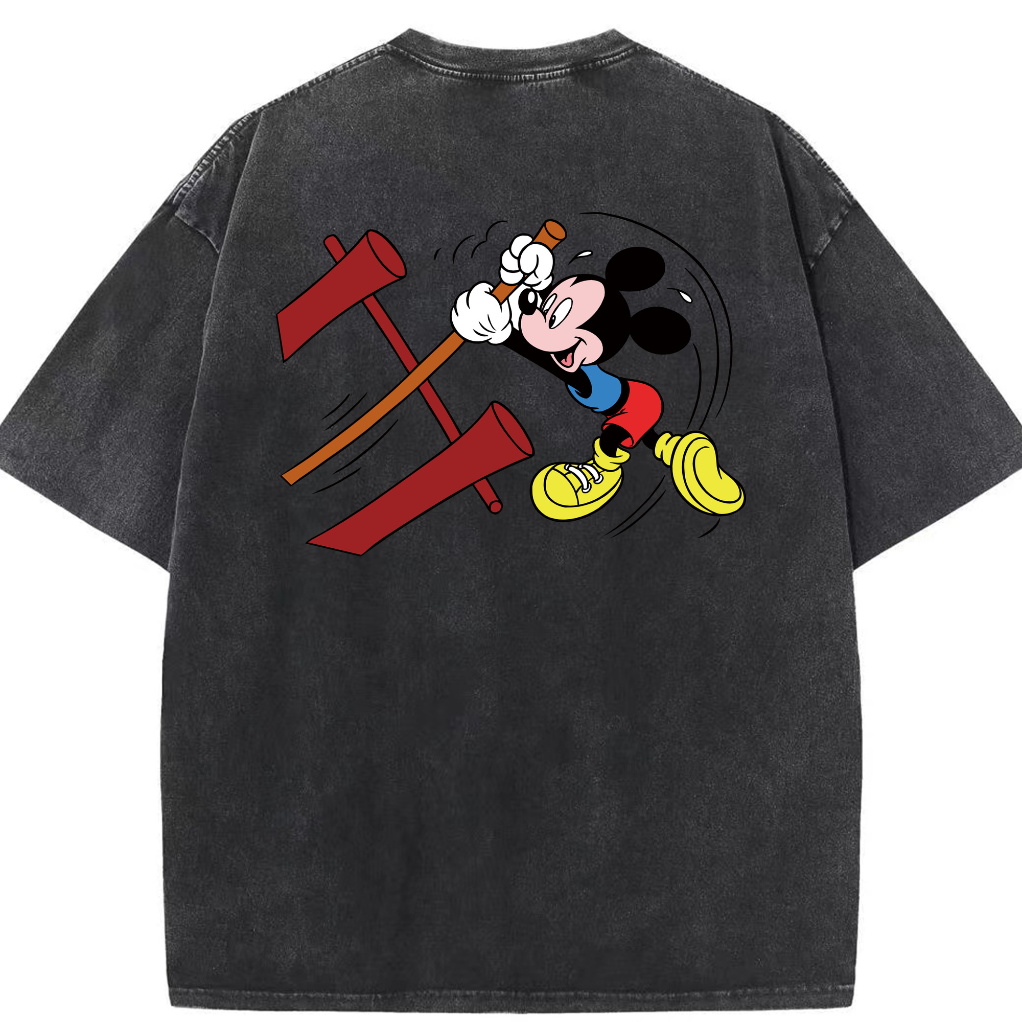 （画像用） ミッキーマウス Mickey Mouse 綿100% ヴィンテージ風 半袖Tシャツ（背面プリント）