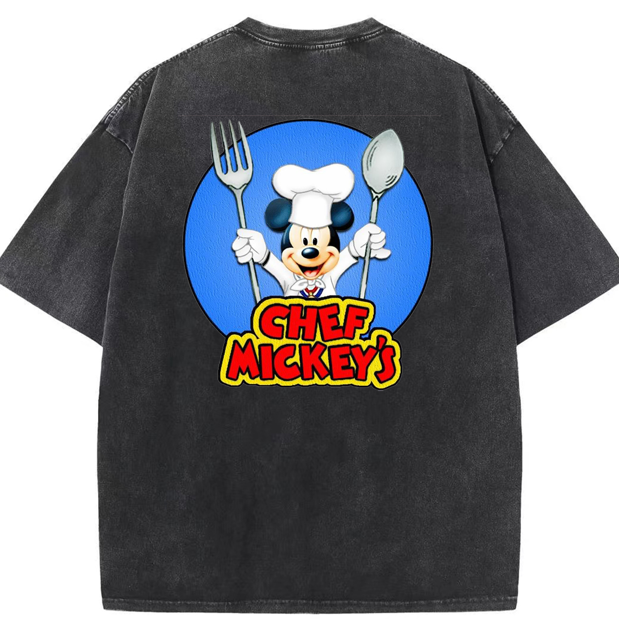 （画像用） ミッキーマウス Mickey Mouse 綿100% ヴィンテージ風 半袖Tシャツ（背面プリント）
