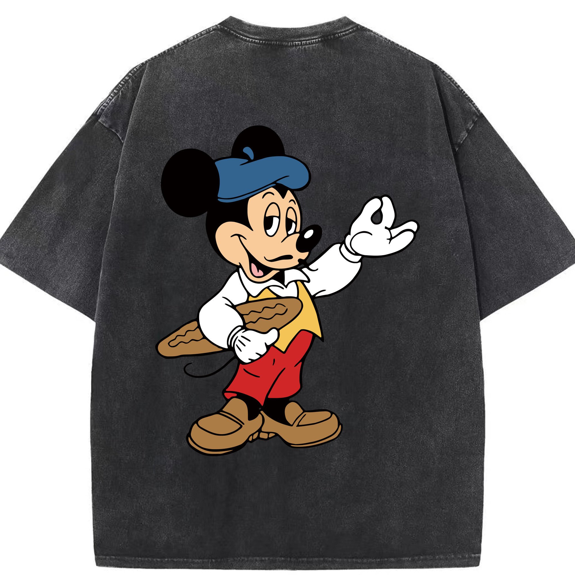 （画像用） ミッキーマウス Mickey Mouse 綿100% ヴィンテージ風 半袖Tシャツ（背面プリント）