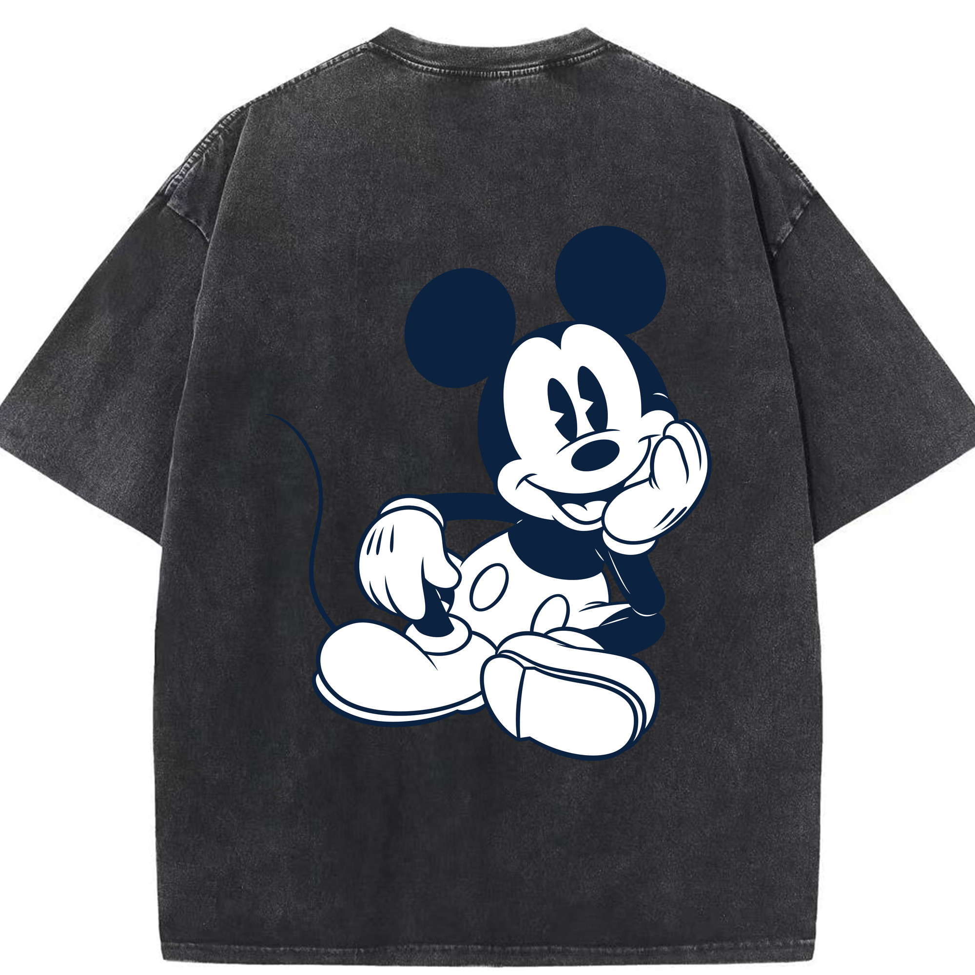 （画像用） ミッキーマウス Mickey Mouse 綿100% ヴィンテージ風 半袖Tシャツ（背面プリント）