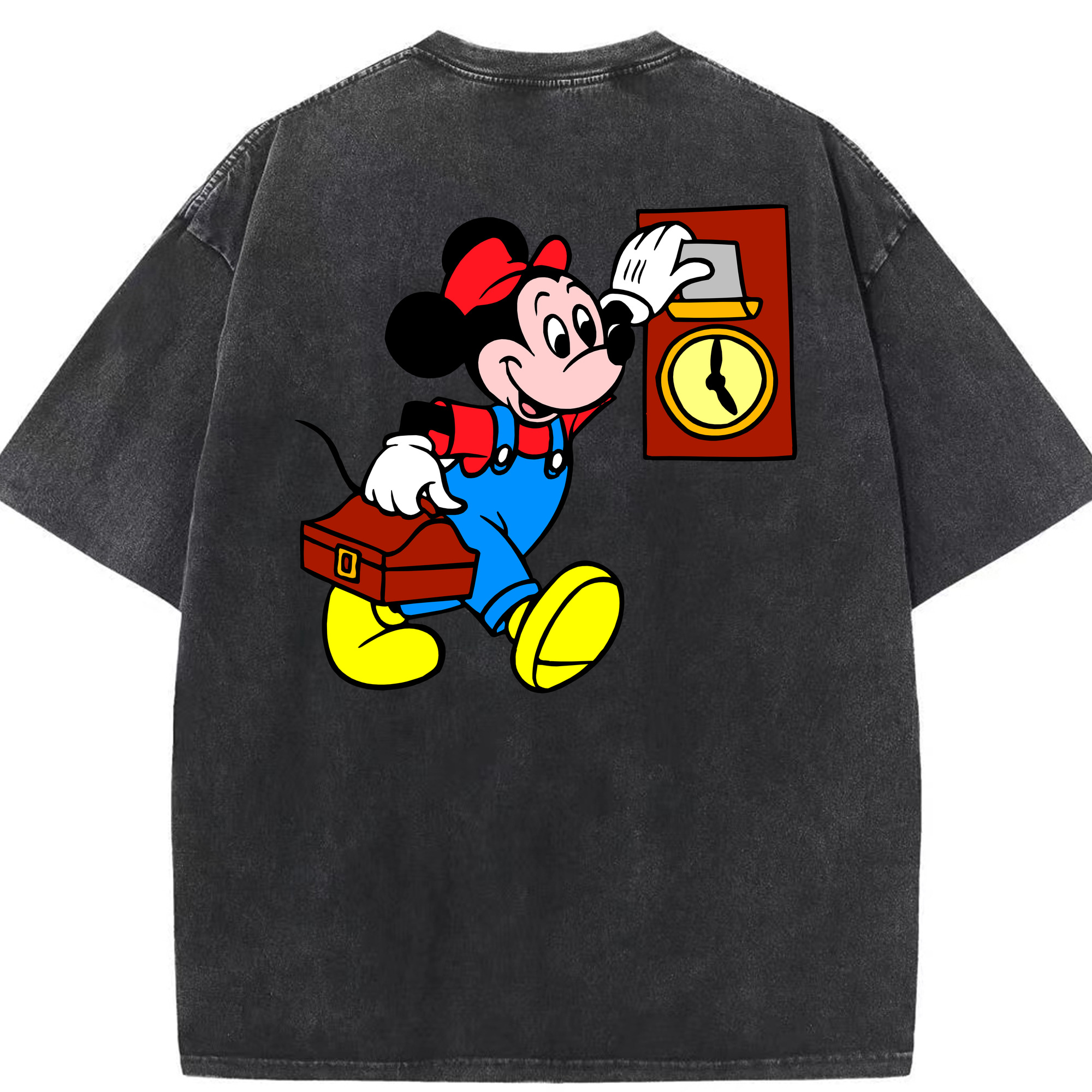 （画像用） ミッキーマウス Mickey Mouse 綿100% ヴィンテージ風 半袖Tシャツ（背面プリント）