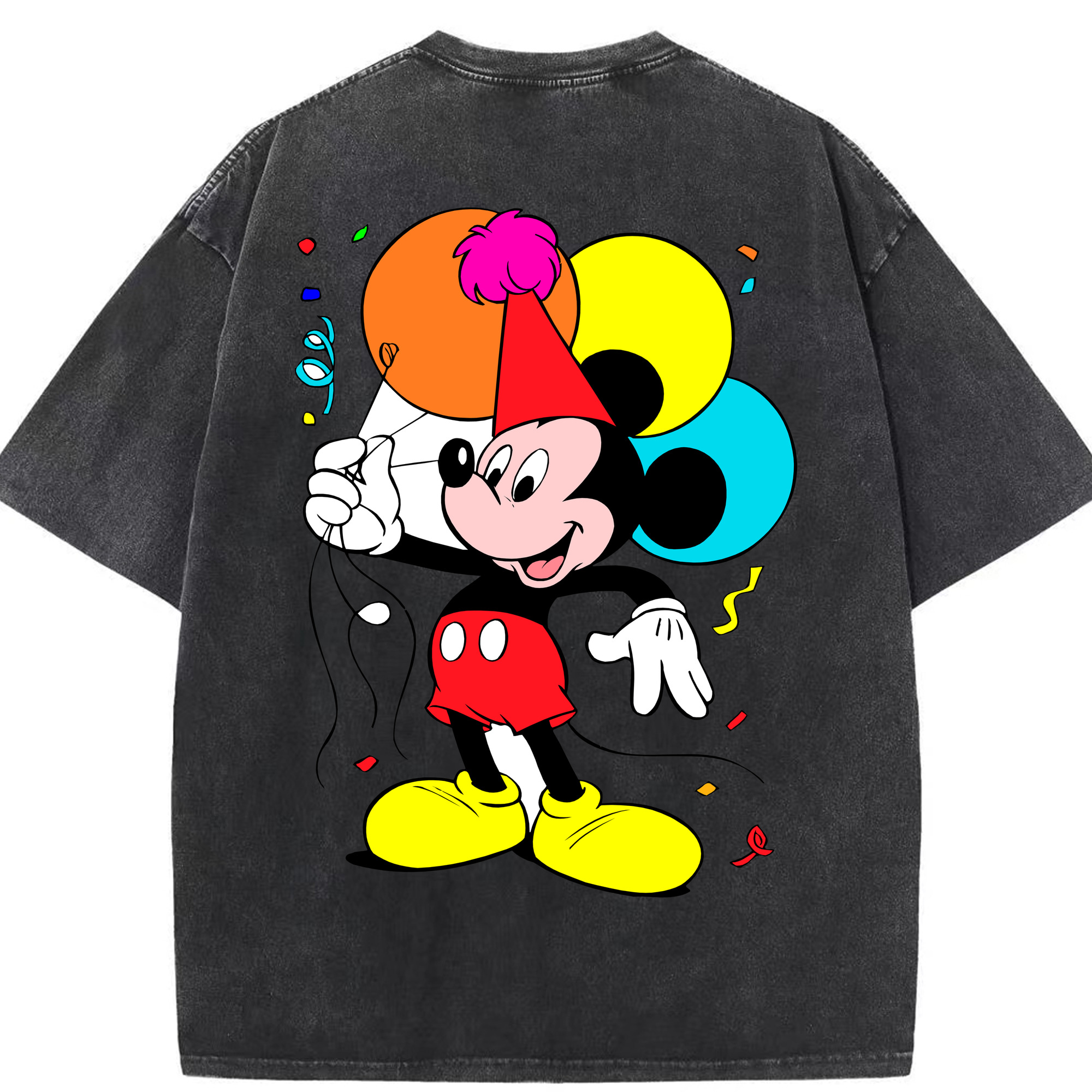 （画像用） ミッキーマウス Mickey Mouse 綿100% ヴィンテージ風 半袖Tシャツ（背面プリント）